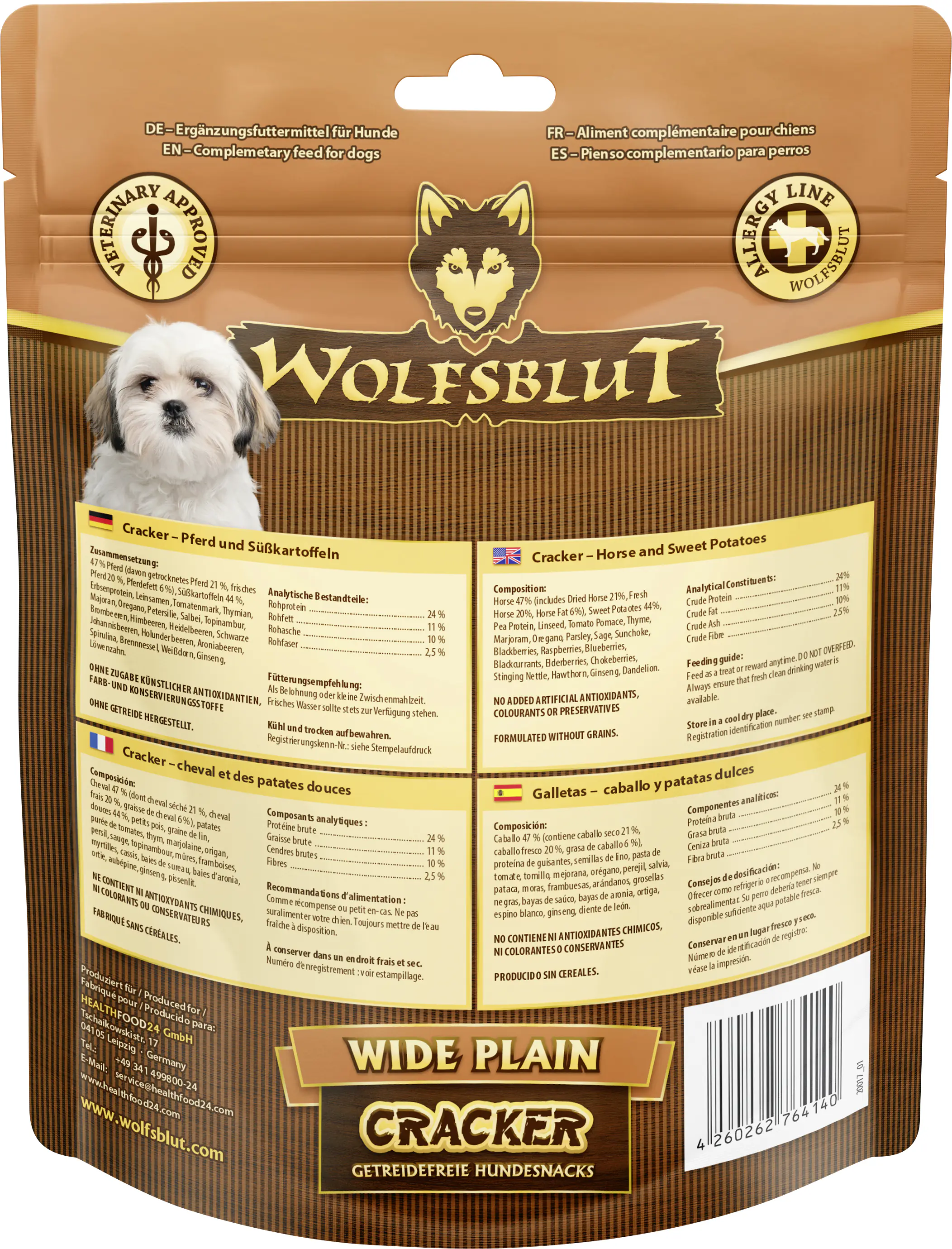 Wolfsblut Wide Plain Cracker Snack - Pferd mit Süßkartoffel 225 g