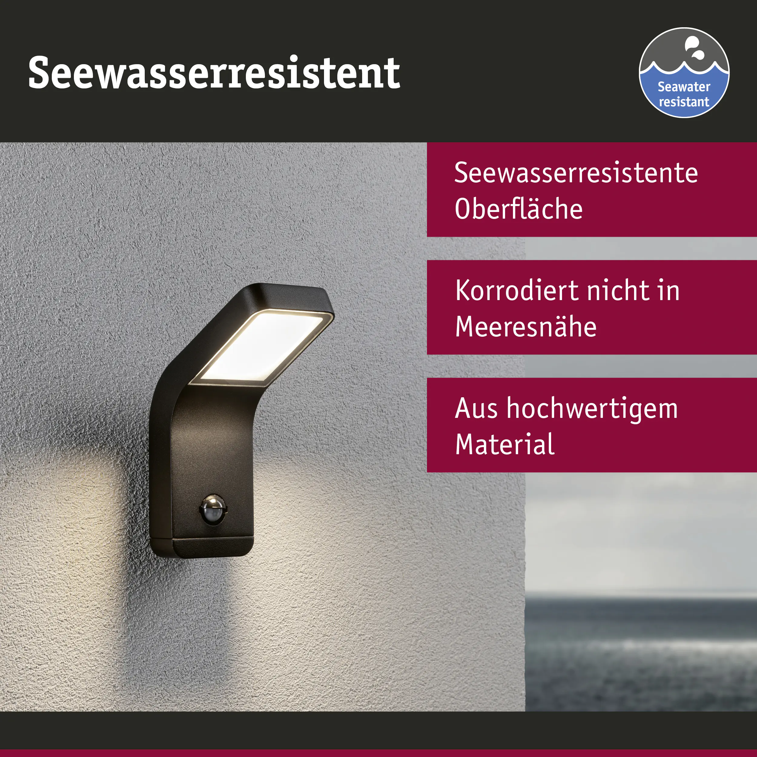 Paulmann LED Außen-Wandleuchte Kulma anthrazit 23 x 9 cm mit Bewegungsmelder Paulmann LED Außen-Wandleuchte Kulma anthrazit 23 x 9 cm mit Bewegungsmelder