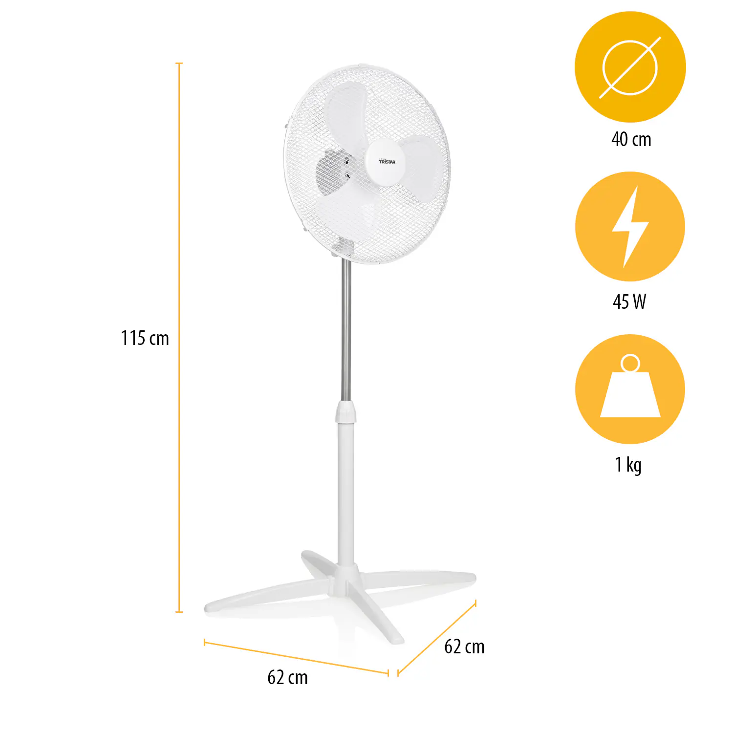 Tristar Standventilator VE-5755 Ø 40 cm 45W 3 Geschwindigkeitsstufen