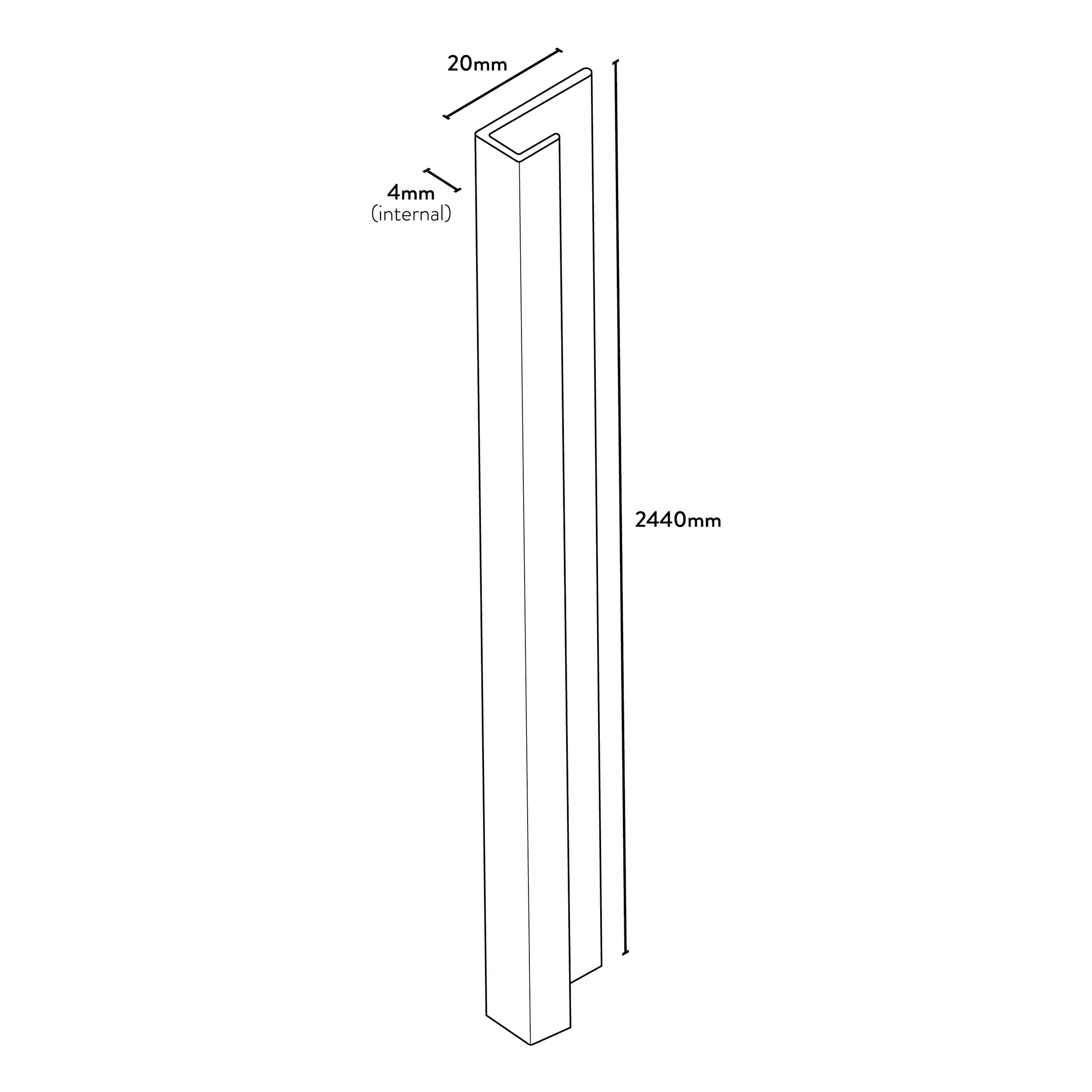 Wetwall Profil Abschluss 244 cm Alu poliert