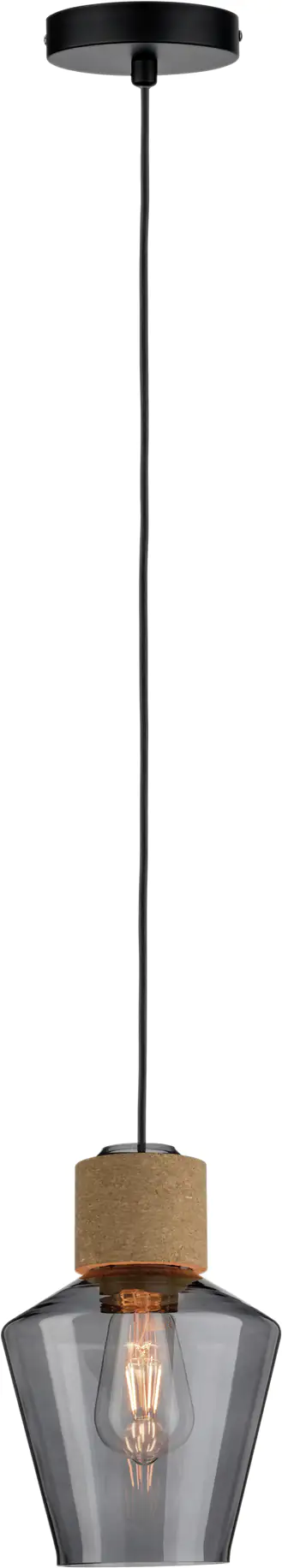 4000870797402 Paulmann Pendelleuchte Neordic Edla Rauchglas, Kork, Schwarz, max 20W