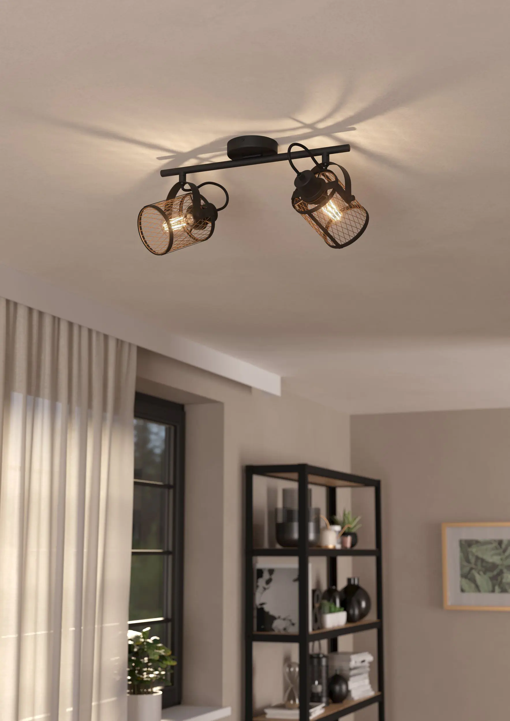 Eglo 2er Spot Dellow schwarz-messing 47,5 x 18 cm