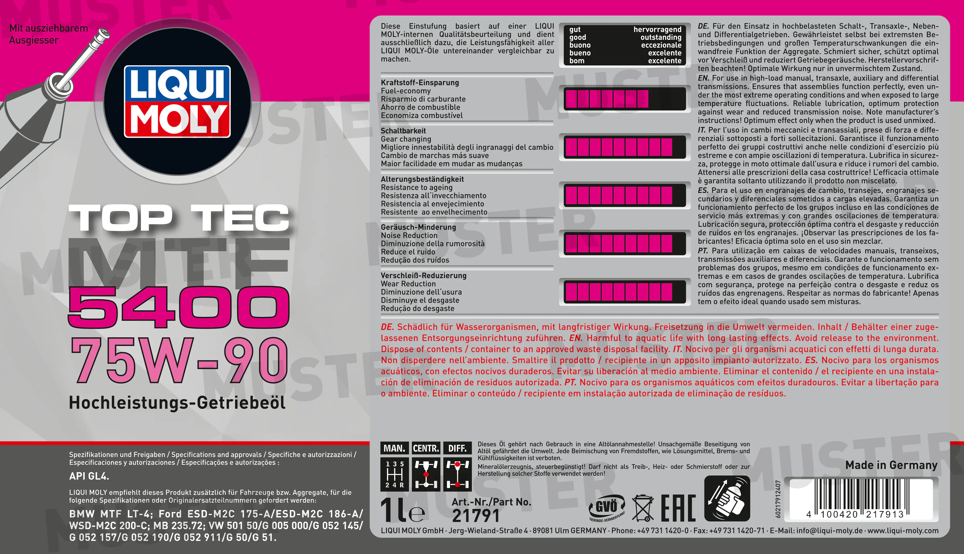 Liqui Moly Getriebeöl Top Tec MTF 5400 75W-90 1 L