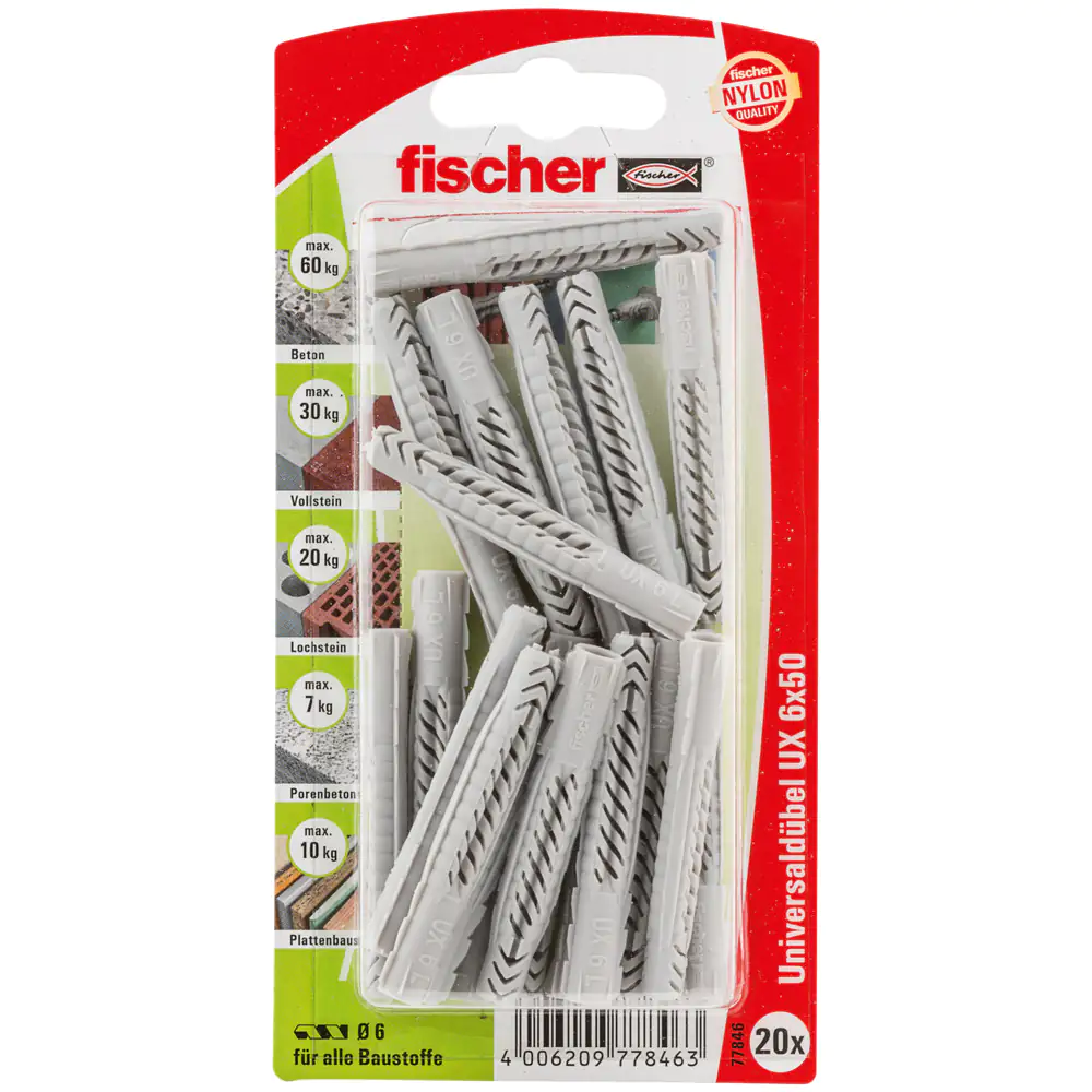 Fischer Universaldübel UX 6.0 x 50 mm - 20 Stück Fischer Universaldübel UX 6.0 x 50 mm - 20 Stück