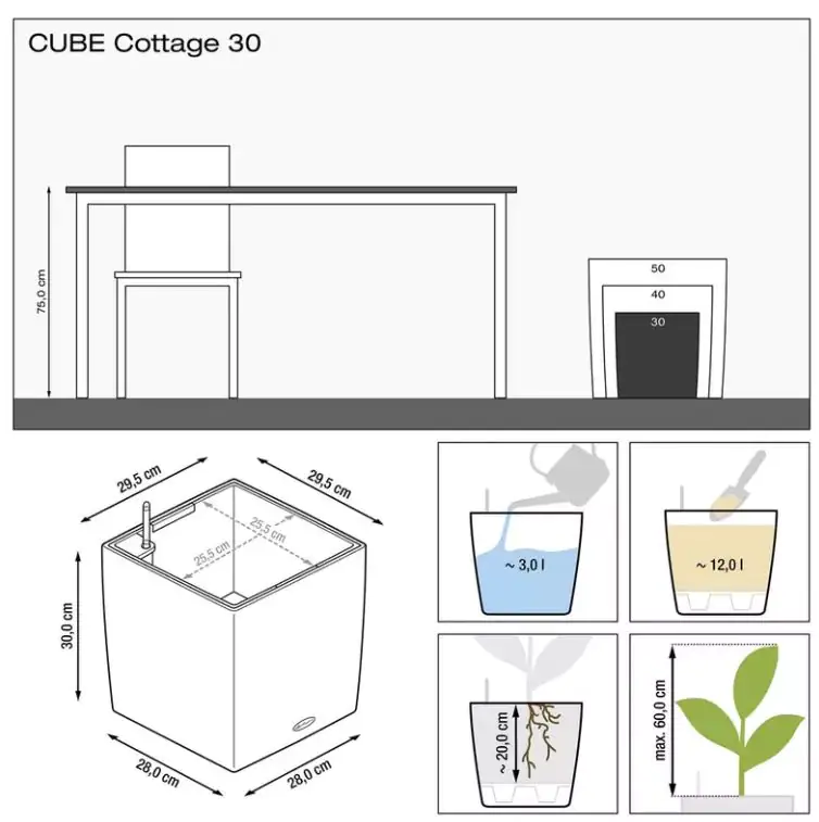 Lechuza Pflanzgefäß Cube Cottage 40 sandbraun