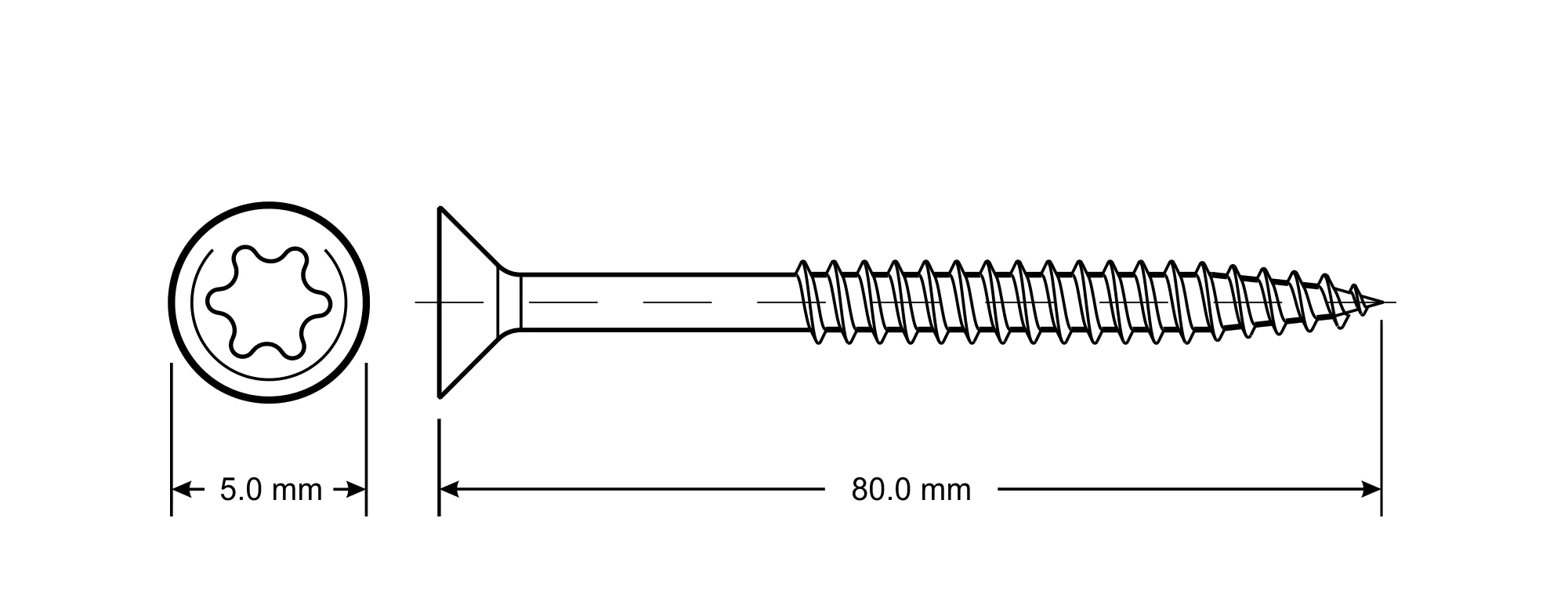 TrendLine Edelstahlschrauben 5.0 x 80 mm TX 25 - 45 Stück TrendLine Edelstahlschrauben 5.0 x 80 mm TX 25 - 45 Stück