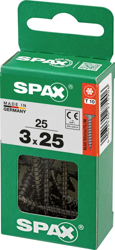 Spax Universalschrauben 3 x 25 mm T10 Vollgewinde - 25 Stk.  Spax Universalschrauben 3 x 25 mm T10 Vollgewinde - 25 Stk.