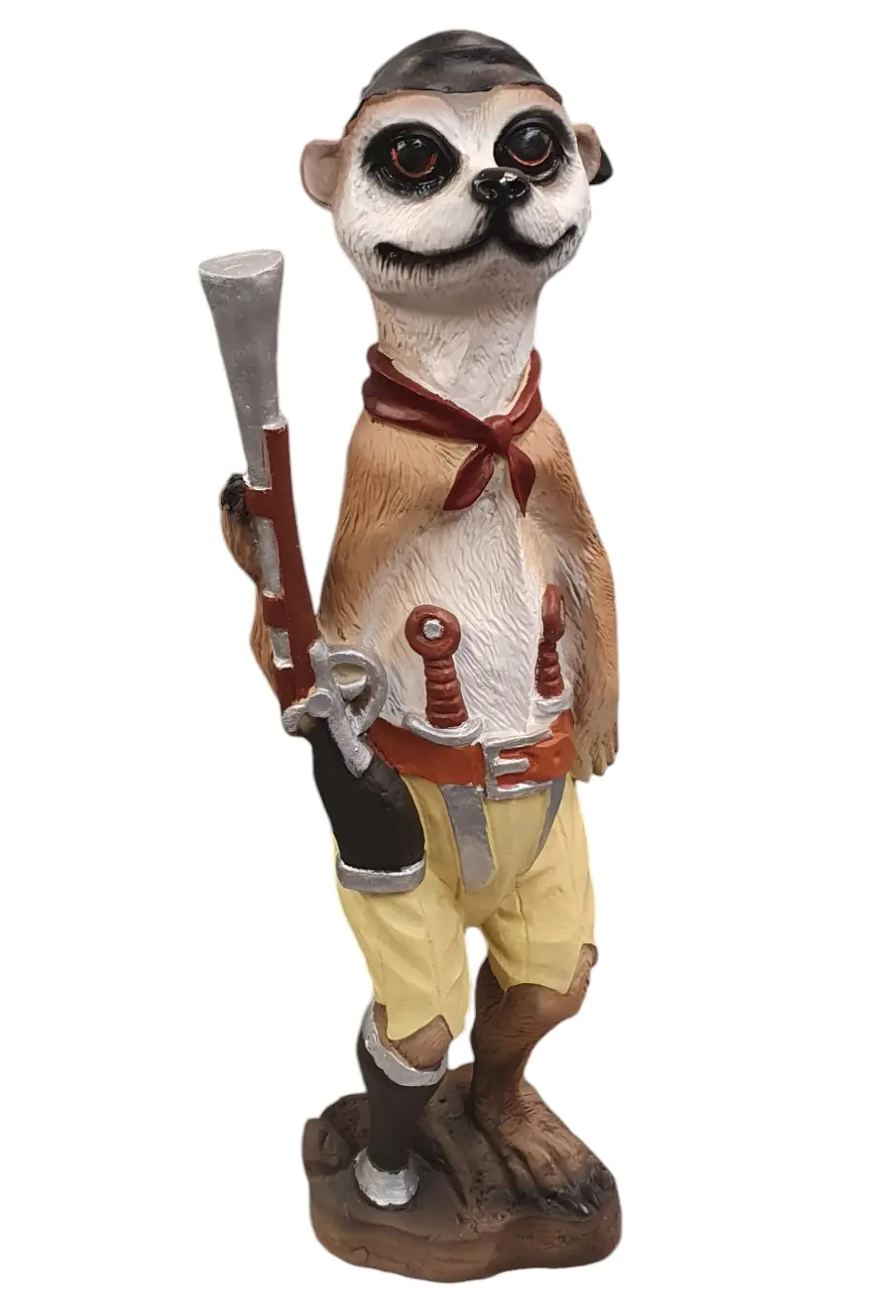 Figur Erdmännchen -Pirat mit Flinte 61 x 16 x 14 cm braun