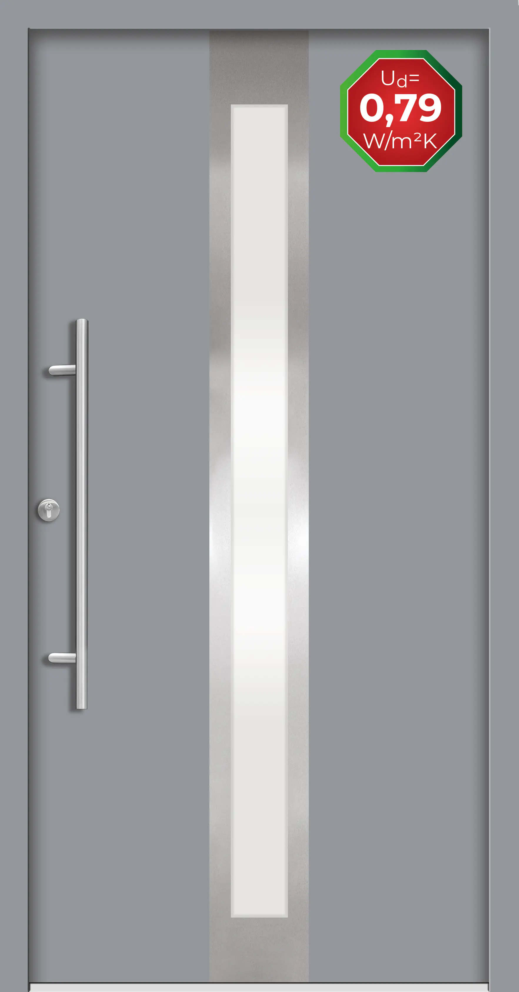 Splendoor Haustür Passivedoor Premium B01 Grau DIN Links 110 x 210 cm