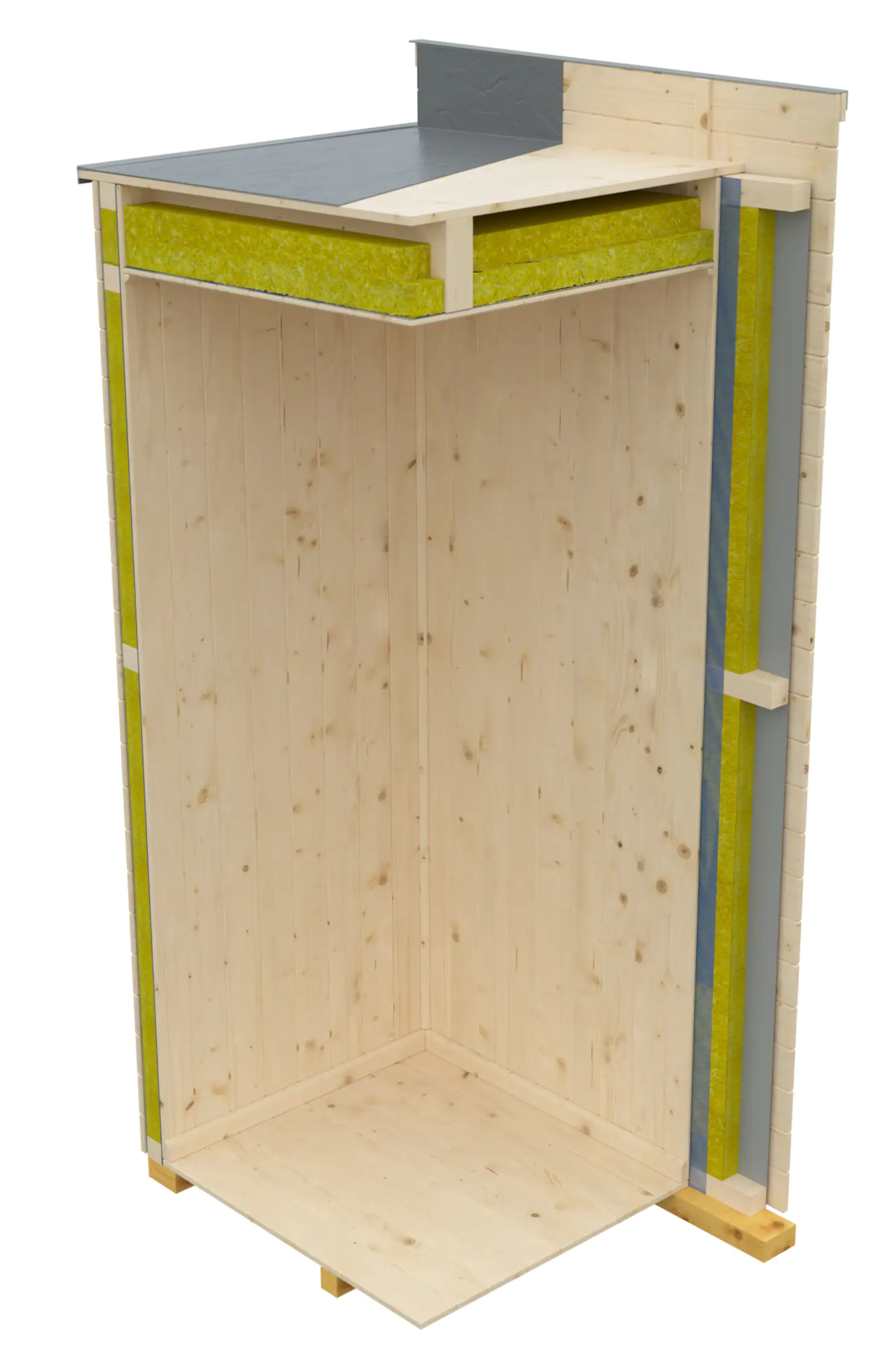 SKAN HOLZ Gartenhaus Tokio 4 402 x 402 cm natur mit Fußboden, doppelschalig