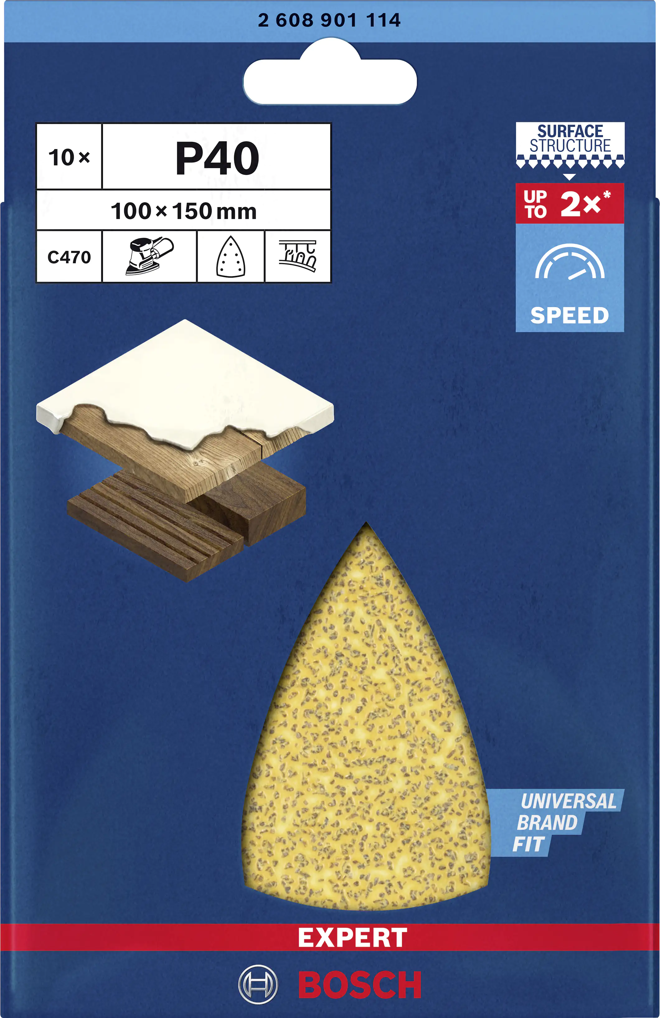 Bosch Expert Schleifpapier C470 100 x 150 mm G 40 10 Stück