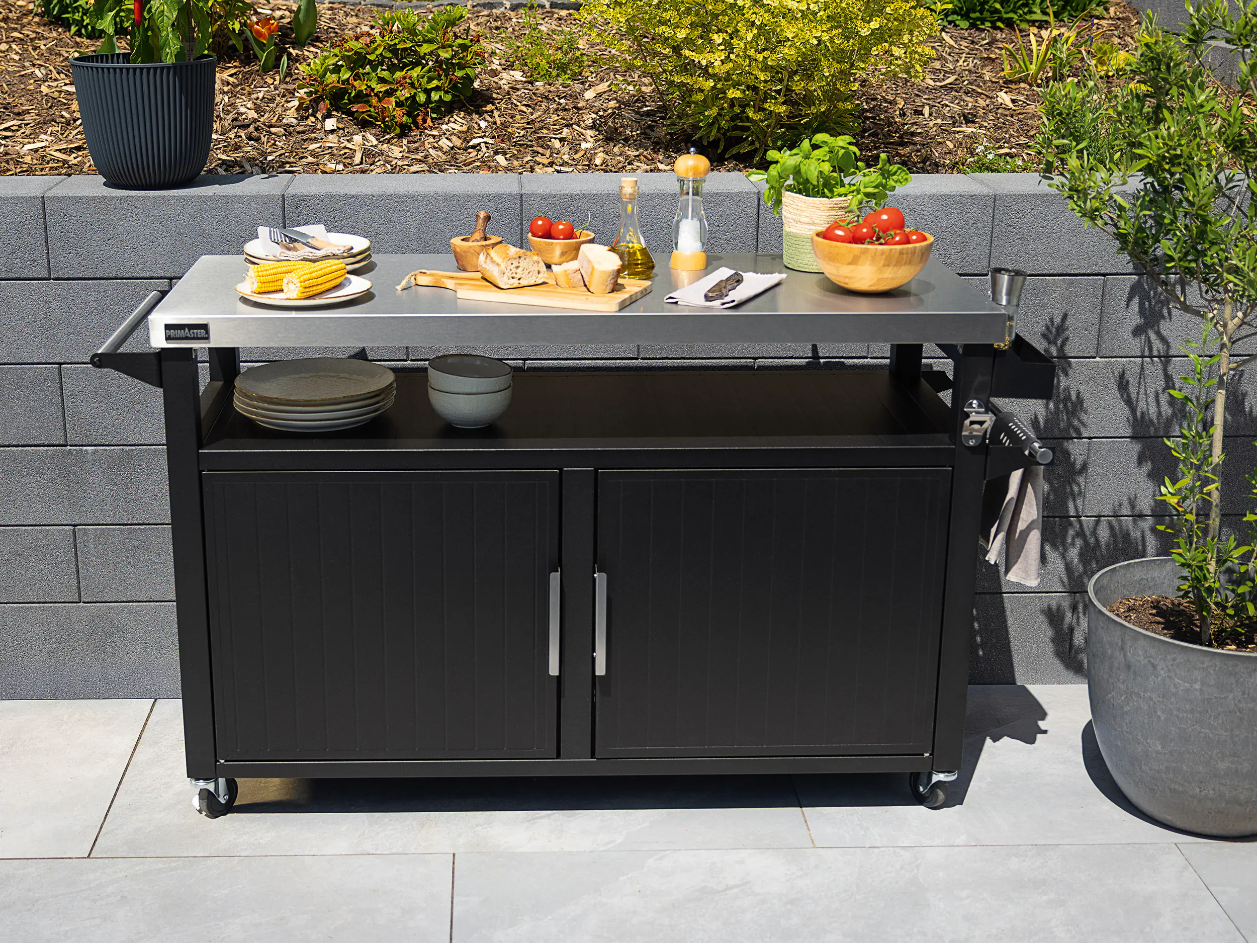 Primaster Grillwagen Napa XXL Universal 2-türig 153 x 90 cm schwarz