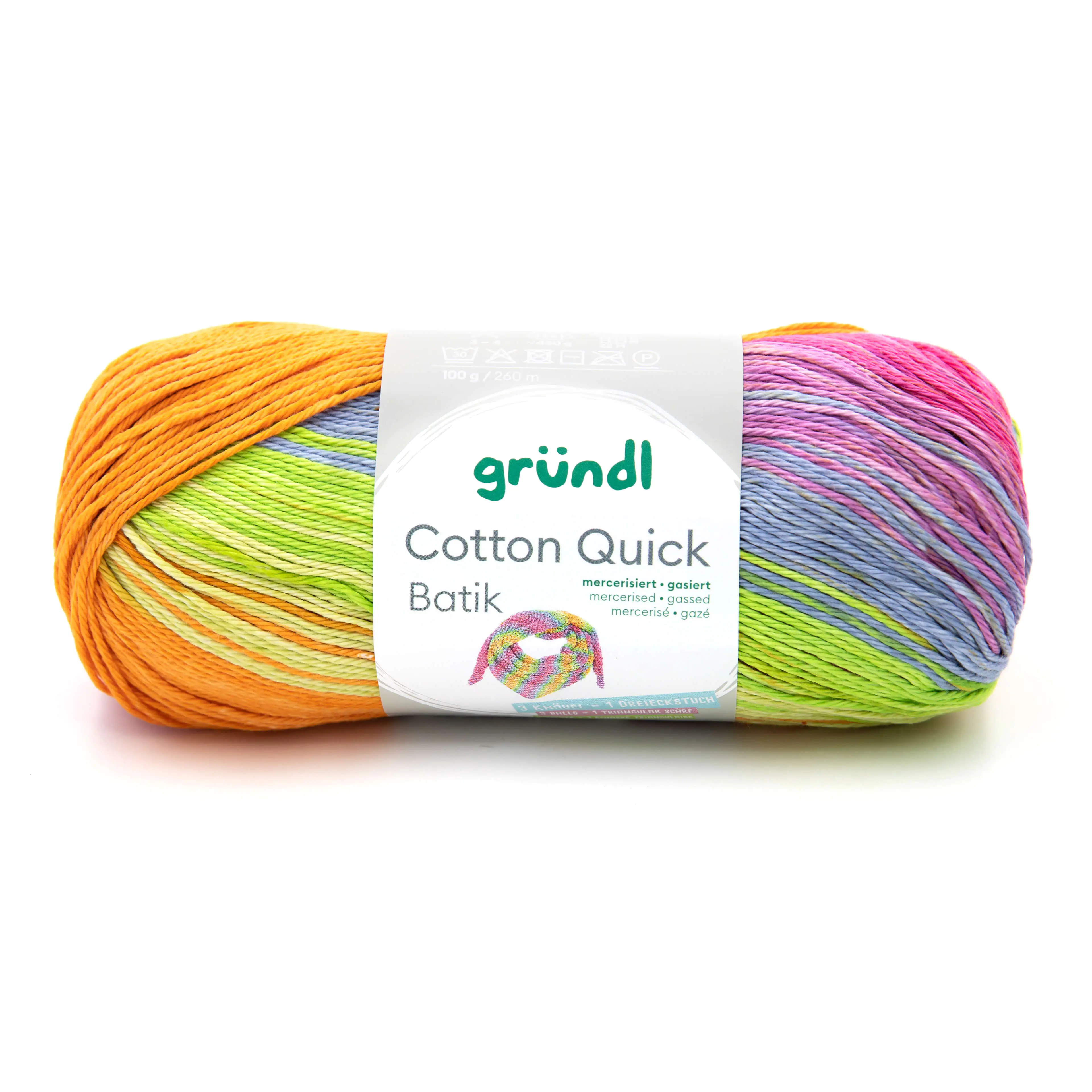 Gründl Wolle Cotton Quick Batik 100 g orange-grün-blau-violett