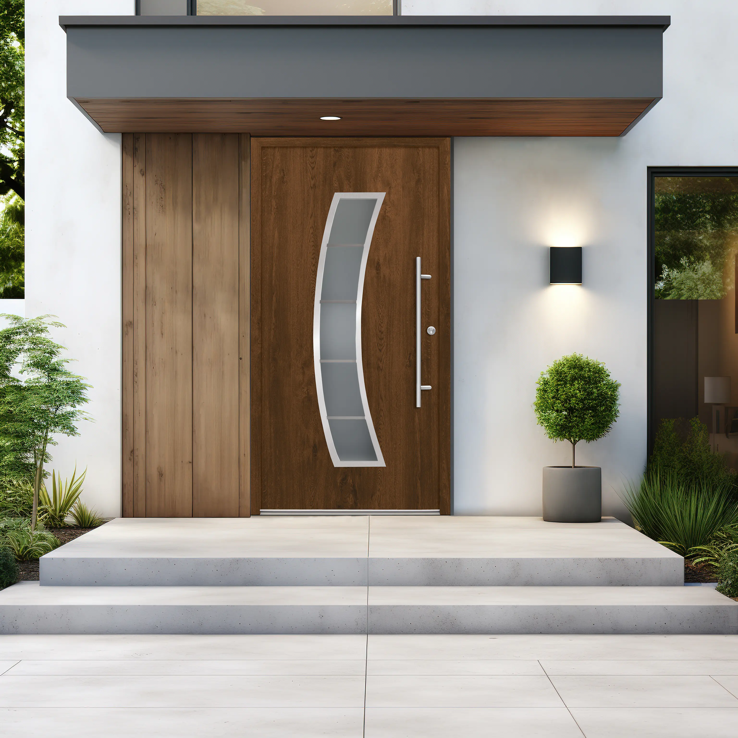 Splendoor Haustür Passivedoor Premium P14 Nussbaum DIN Rechts 110 x 210 cm