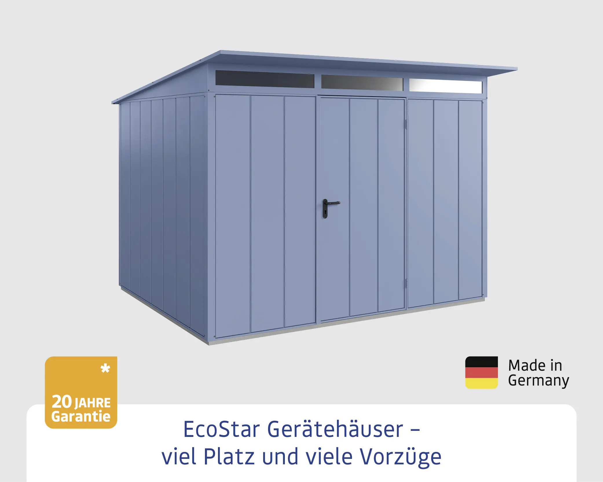 EcoStar Gerätehaus Elegant-P Typ 3 taubenblau 312,7 x 283,4 x 232,3 cm