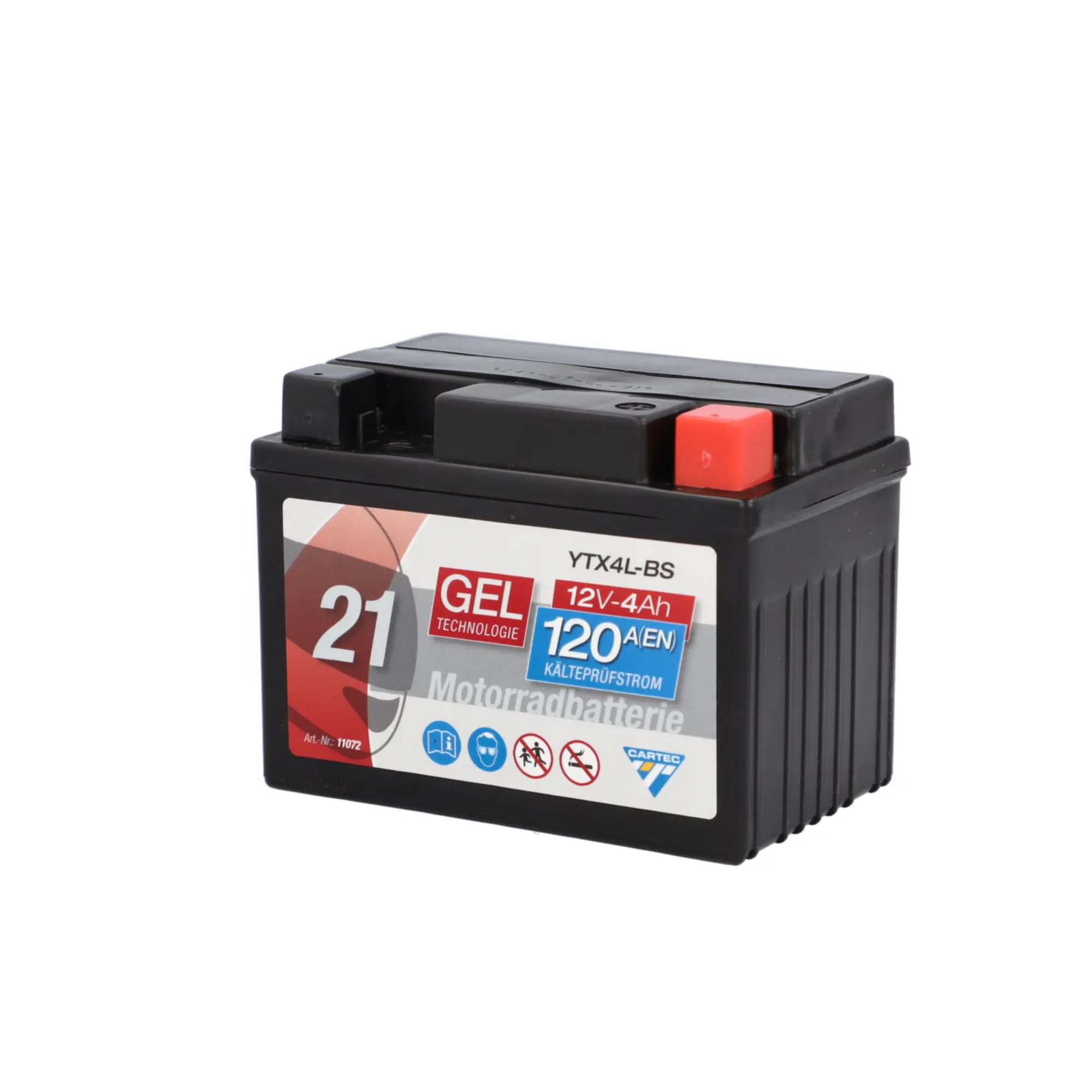 Cartec Gel Motorradbatterie YTX4L-BS 4Ah 120A