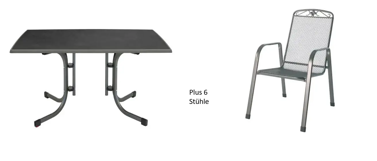 Möbelset Boulevard Tisch 132 x 72 x cm + 6 Stühle