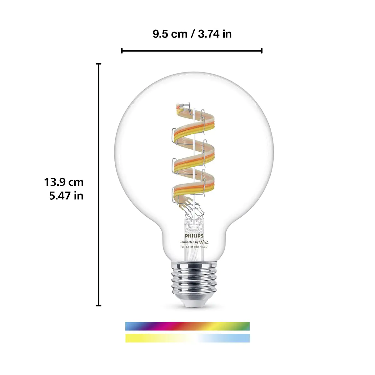 WIZ LED-Leuchtmittel Filament Globe G95 E27 6,3W warmweiß bis kaltweiß smart RGB