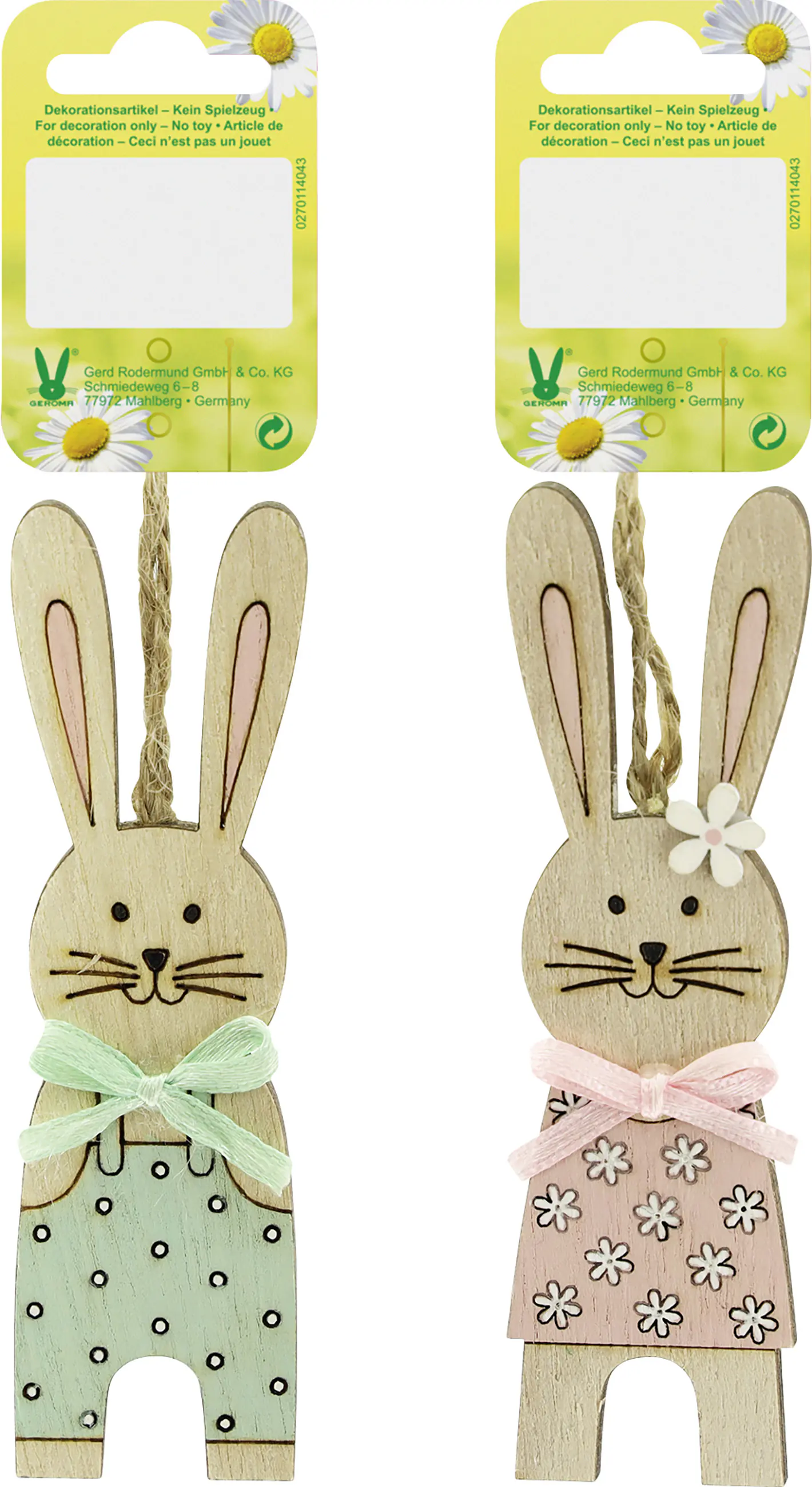 Osterdeko Anhänger Hase Holz  2,8 x 10 cm braun