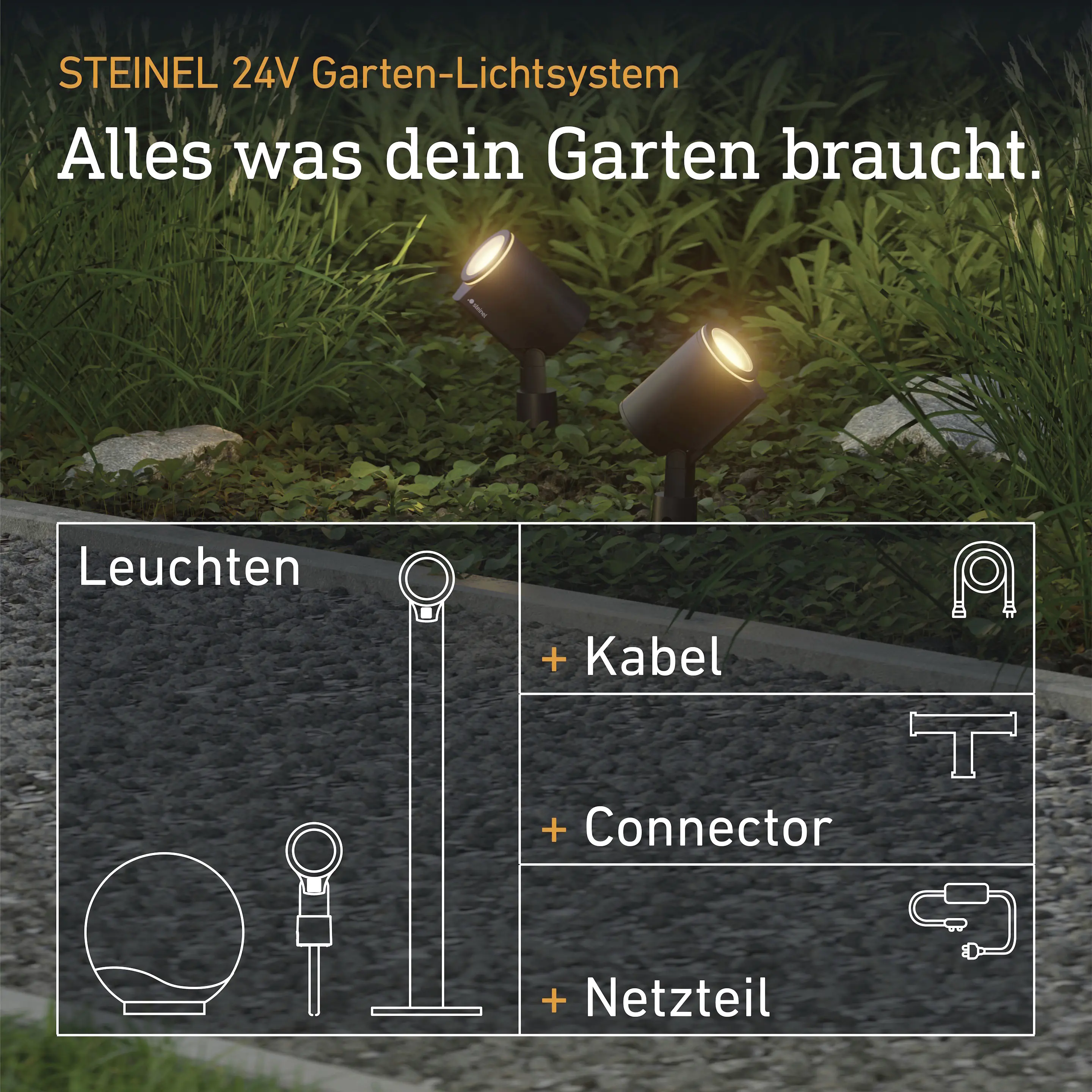Steinel Kreuzverbinder für 24V Garten-Lichtsystem schwarz