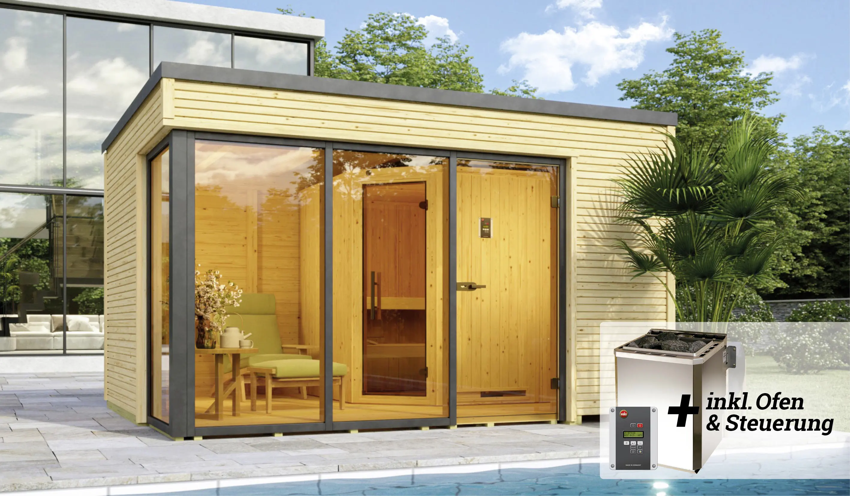 Weka Design-Saunahaus CUBILIS Sparset 7,5 kw BioS
