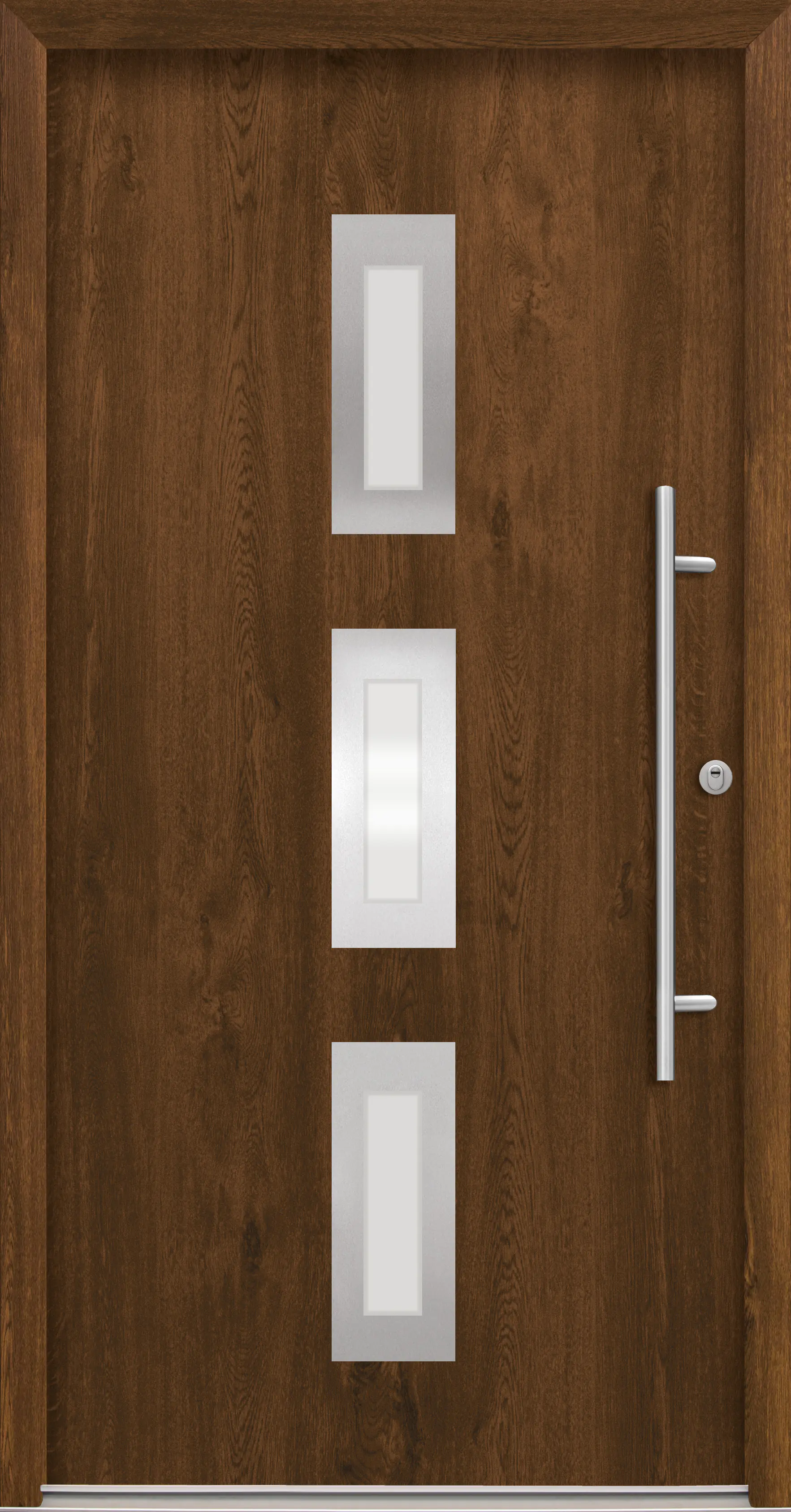 Splendoor Haustür Passivedoor Premium B02 RC2 Nussbaum DIN Rechts 100 x 210 cm