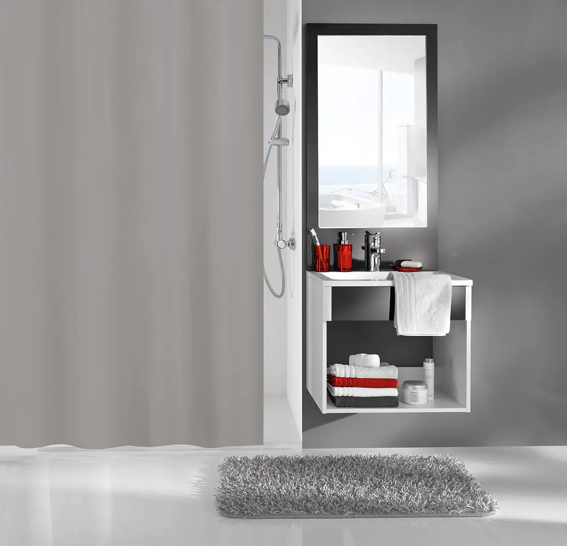 4004478225930_2 Kleine Wolke Duschvorhang Kito schiefer, 180x200 cm