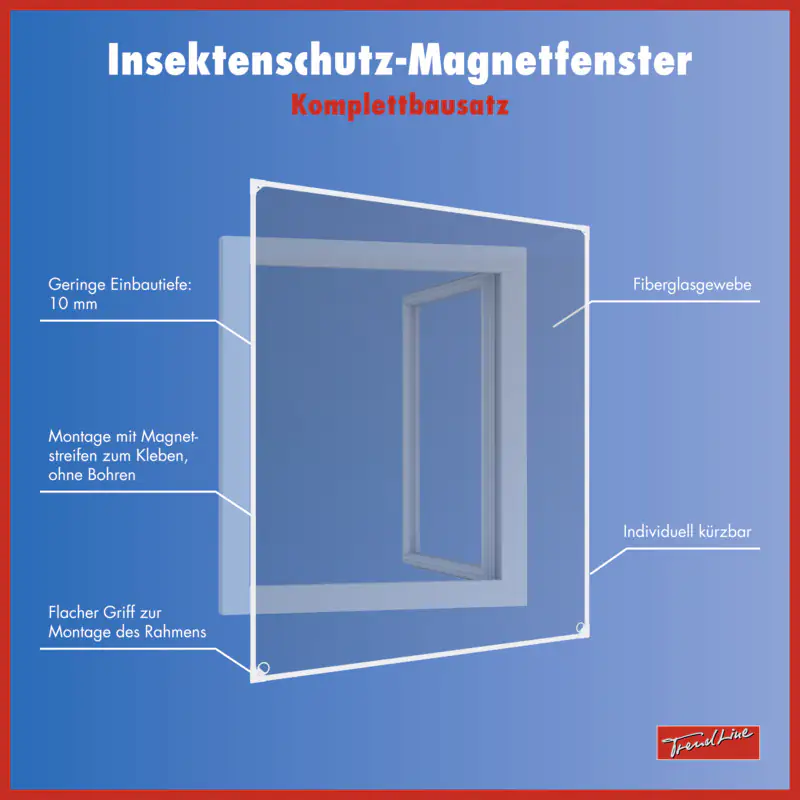 9003117315228_1 TrendLine Fliegenschutz-Magnetfenster 100 x 120 cm weiß/weiß kürzbar