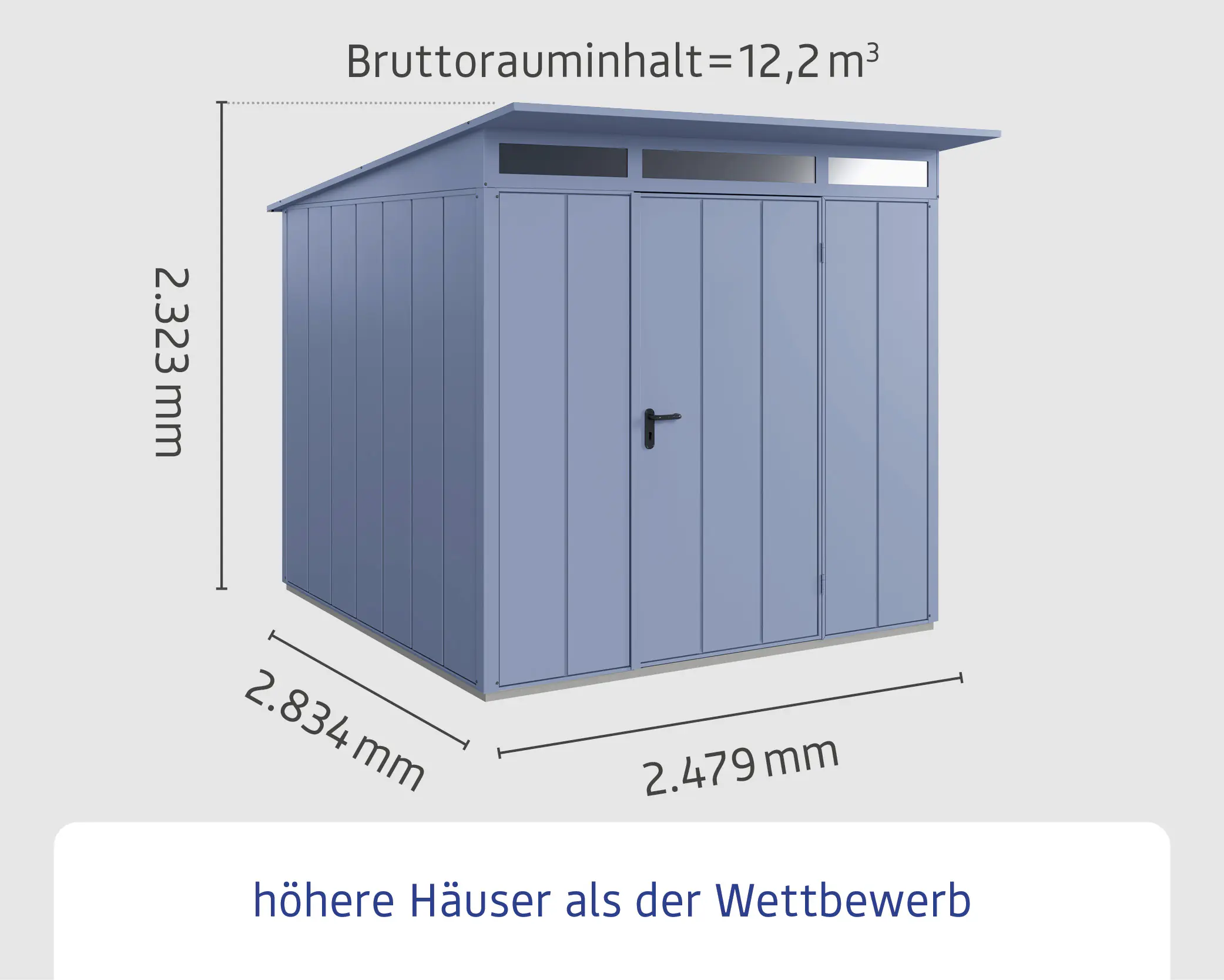 EcoStar Gerätehaus Elegant-P Typ 2 taubenblau 247,9 x 283,4 x 232,3 cm