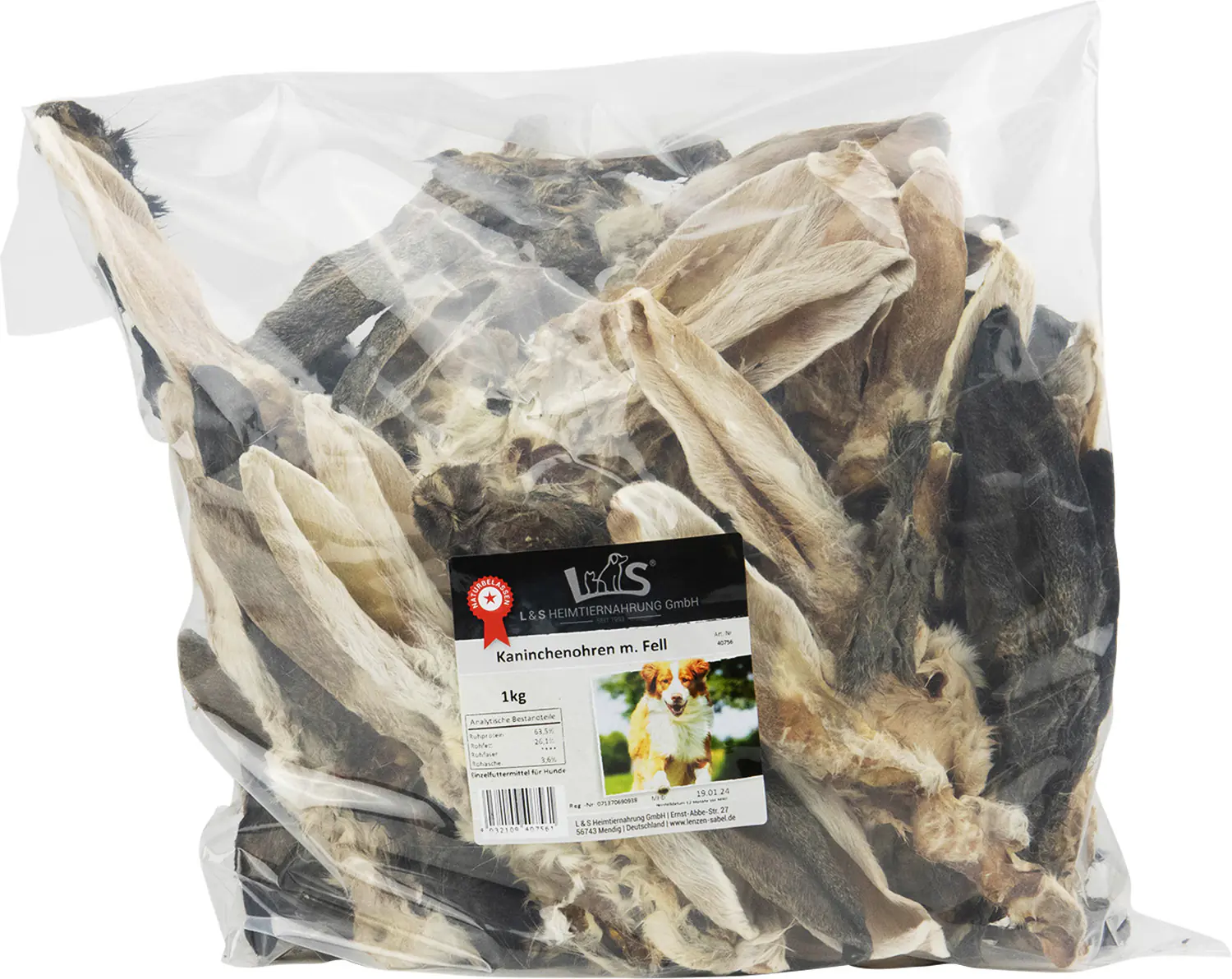 L&S Hundesnack Kaninchenohren mit Fell 1 kg L&S Hundesnack Kaninchenohren mit Fell 1 kg