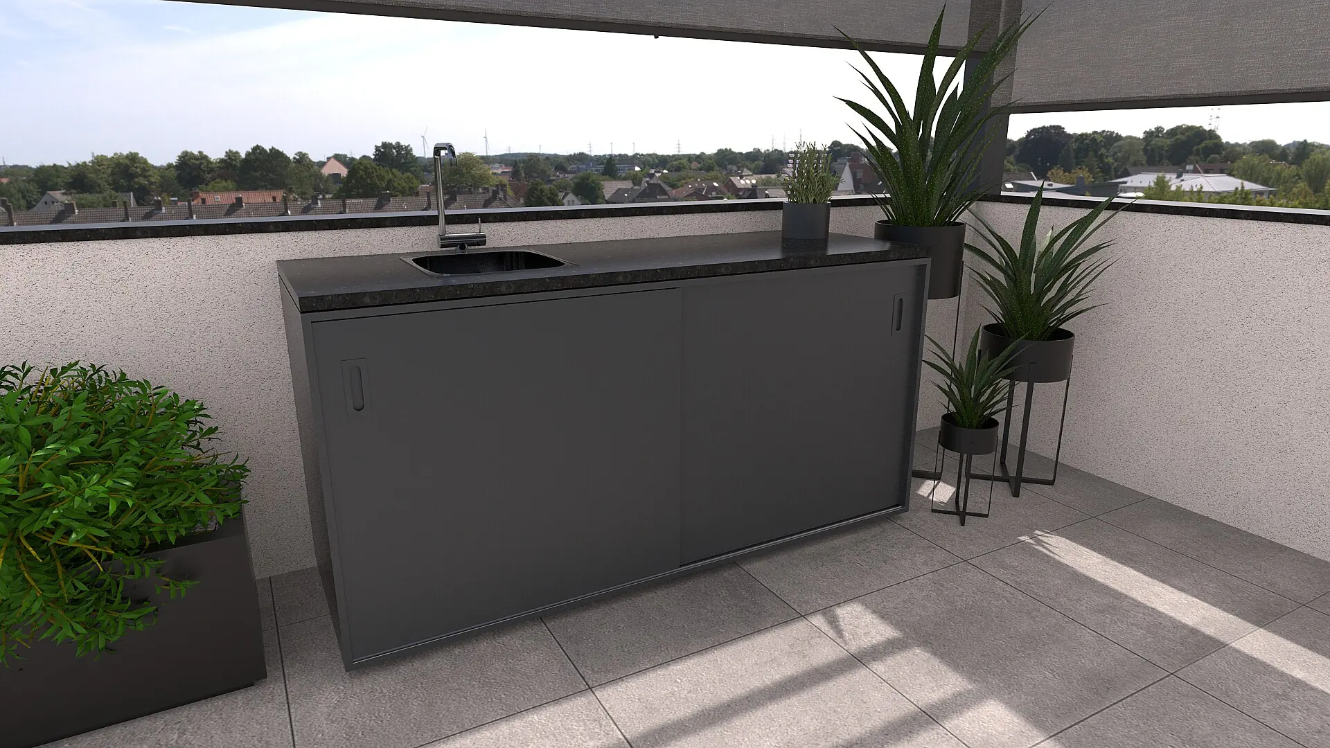 Bellano Living Element für Outdoorküchen inkl. Spüle links und 2 Türen anthrazit granit Bellano Living Element für Outdoorküchen inkl. Spüle links und 2 Türen anthrazit granit