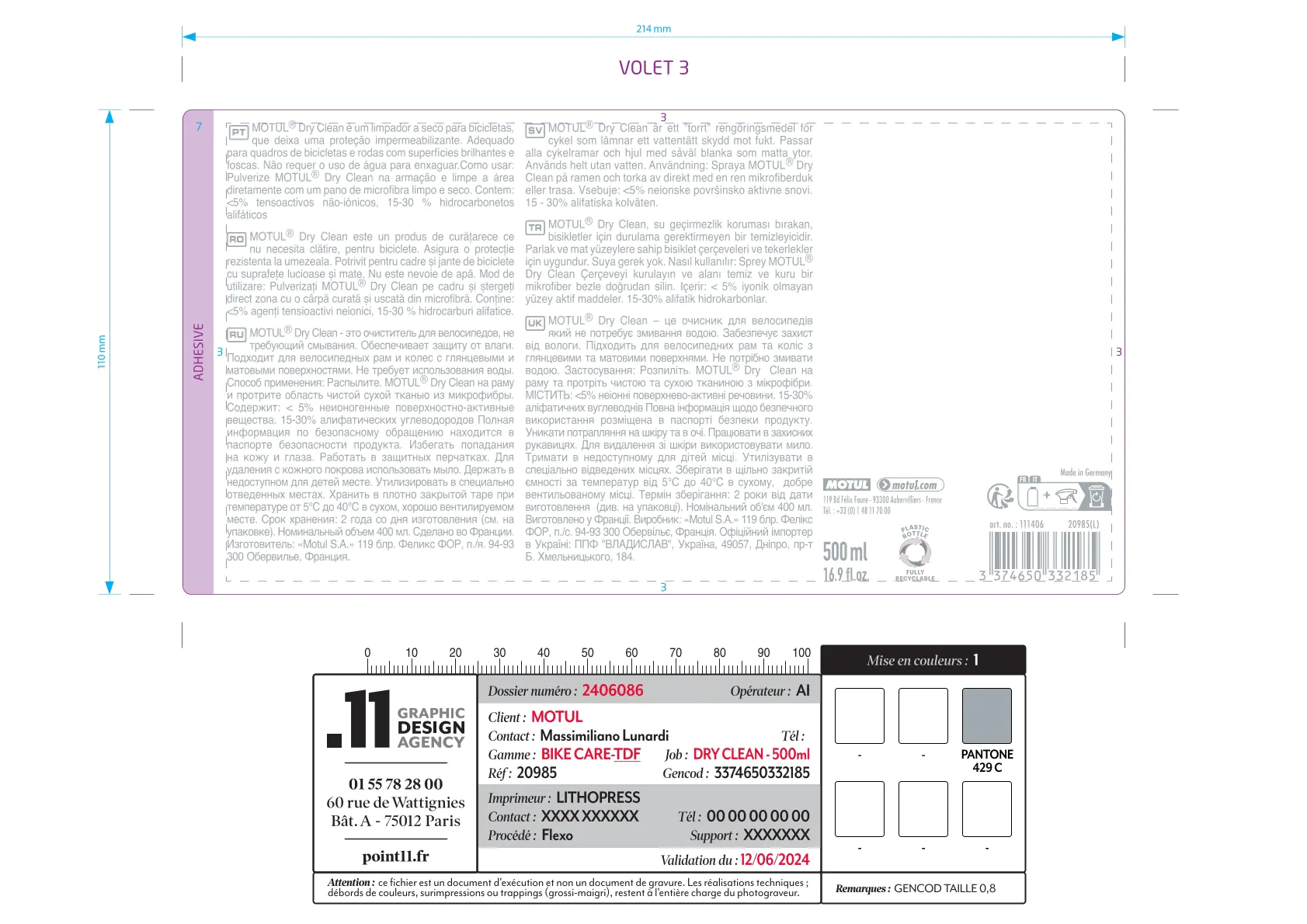 MOTUL Dry Clean Road Trockenreiniger für Fahrrad 500ml