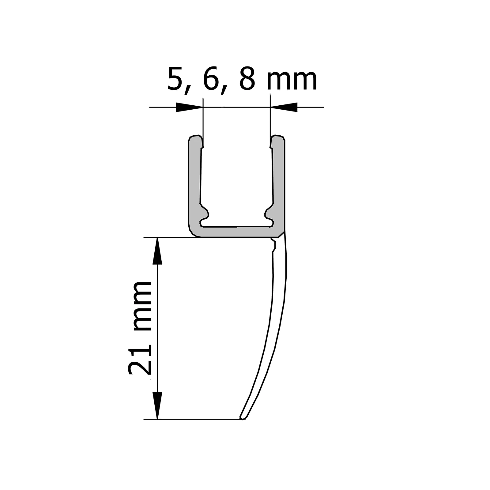 Schulte Duschdichtung Glasstärke: 5+6+8 mm Länge: 200 cm