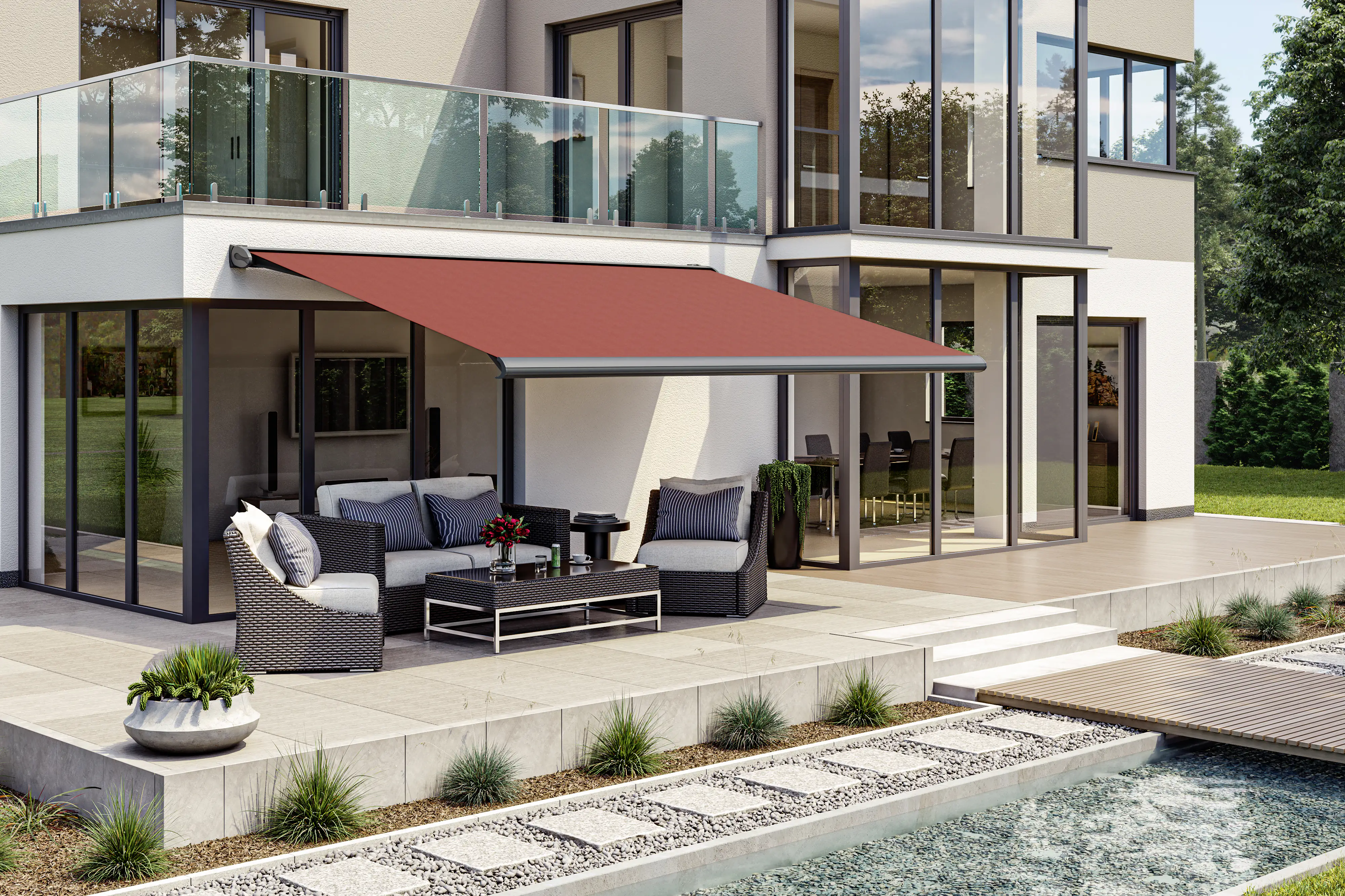 Kassettenmarkise S-Compact bordeaux  inkl. Motor, Aufputzschalter Kassettenmarkise S-Compact bordeaux  inkl. Motor, Aufputzschalter