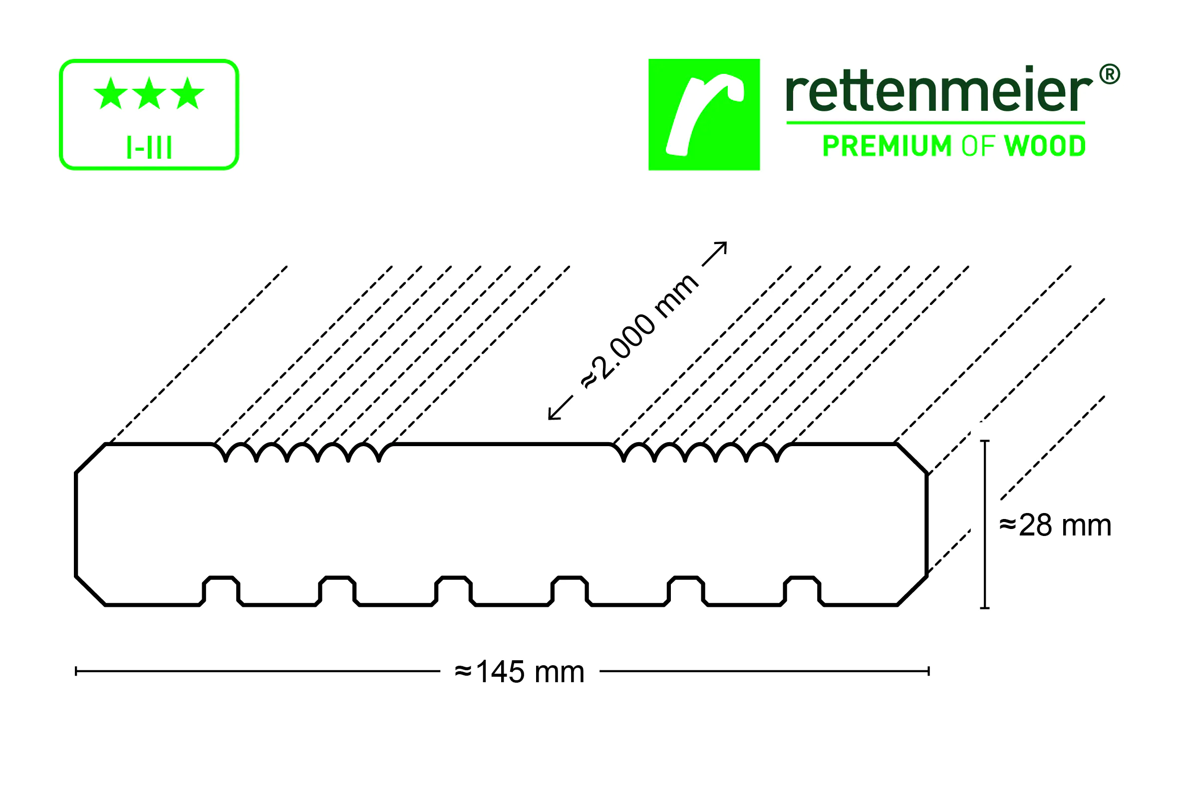 Rettenmeier Terrassendiele KDI teak 250 x 14,5 x 2,8 cm