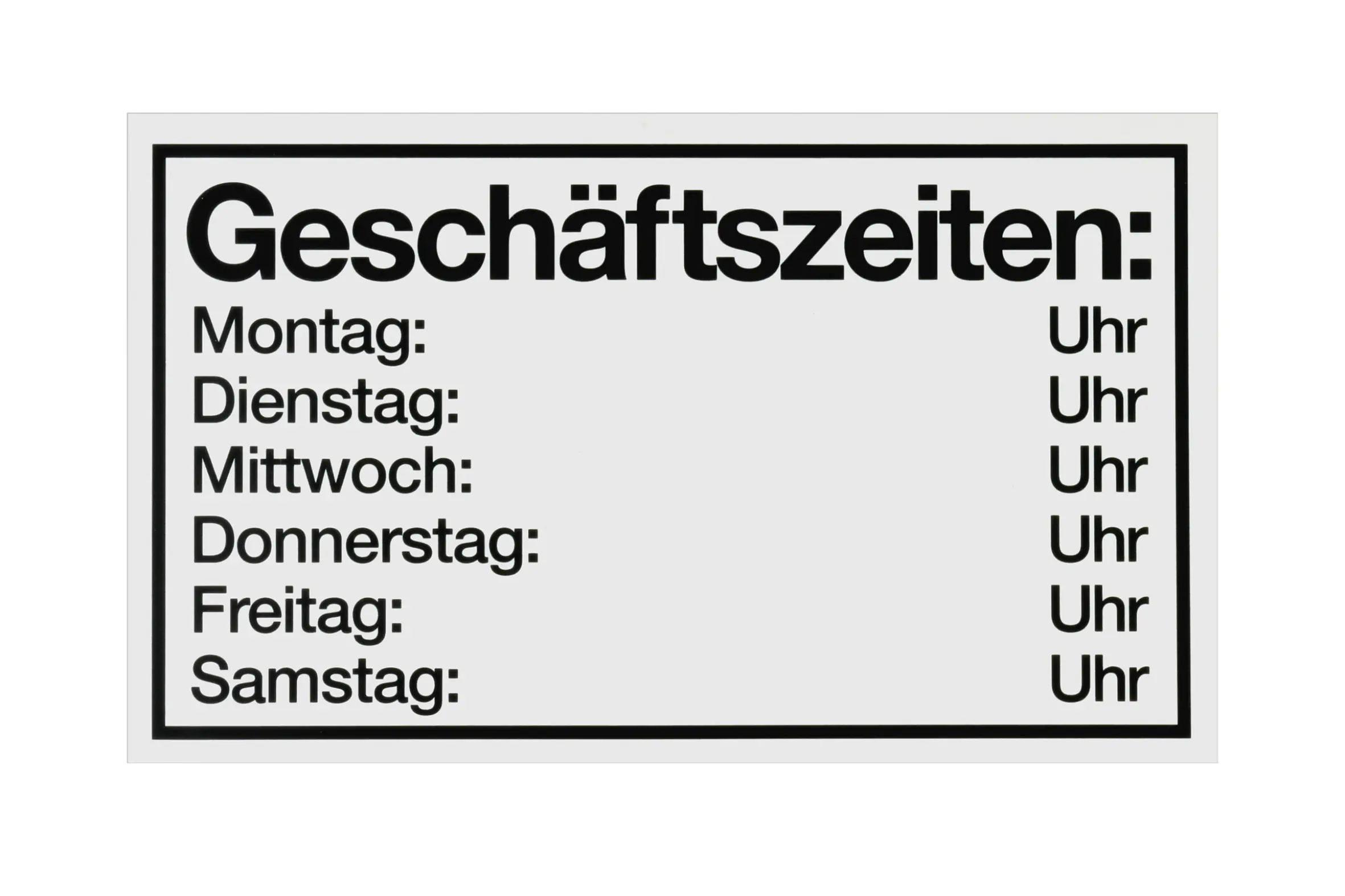 Conmetall Hinweisschild Geschäftszeiten: Mo-Sa 25 x 15 cm