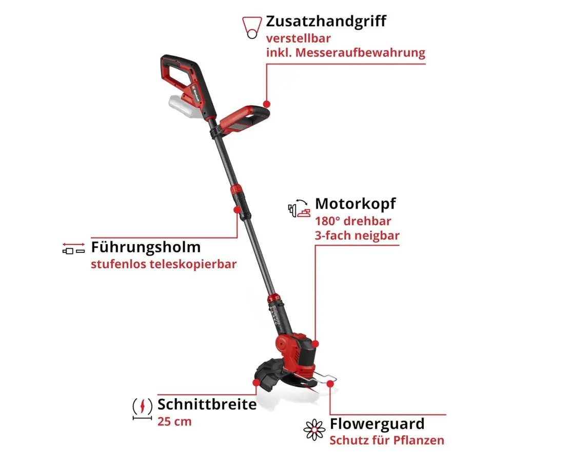 Einhell Akku-Rasentrimmer GE-CT 18/25-1 Li 25 cm Schnittkreis Solo