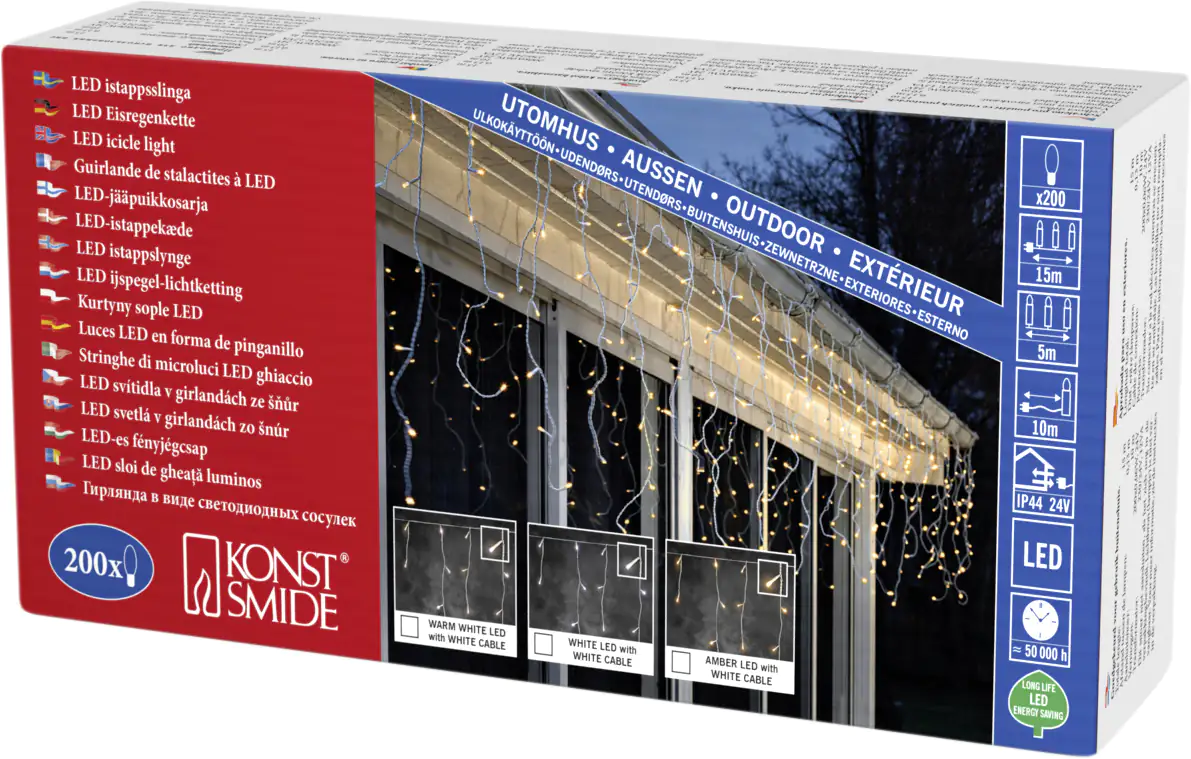 Konstsmide LED Eisregen Lichtervorhang für Außen 200 LED, bernstein Konstsmide LED Eisregen Lichtervorhang für Außen 200 LED, bernstein