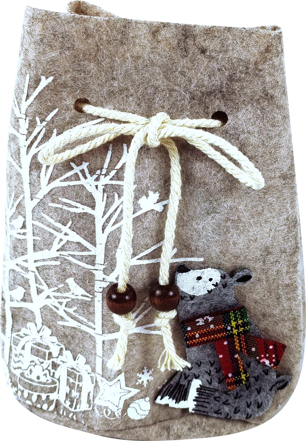 TrendLine Deko Beutel Filz Weihnachten 10 x 14 x 5 cm grau 