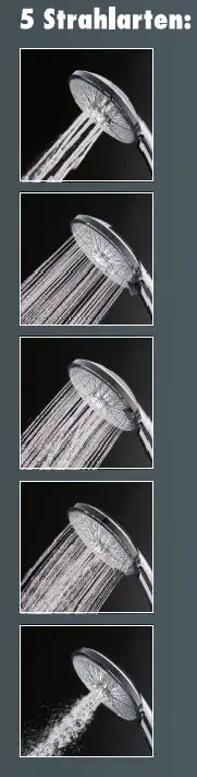 Primaster Handbrause 5 Strahlarten XXL chrom-hellgrau wassersparend