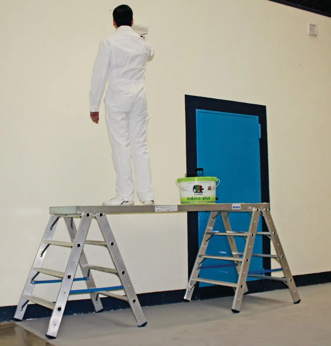 Krause Aluminium-Doppelleiter STABILO mit Holzauflage 2,45 m