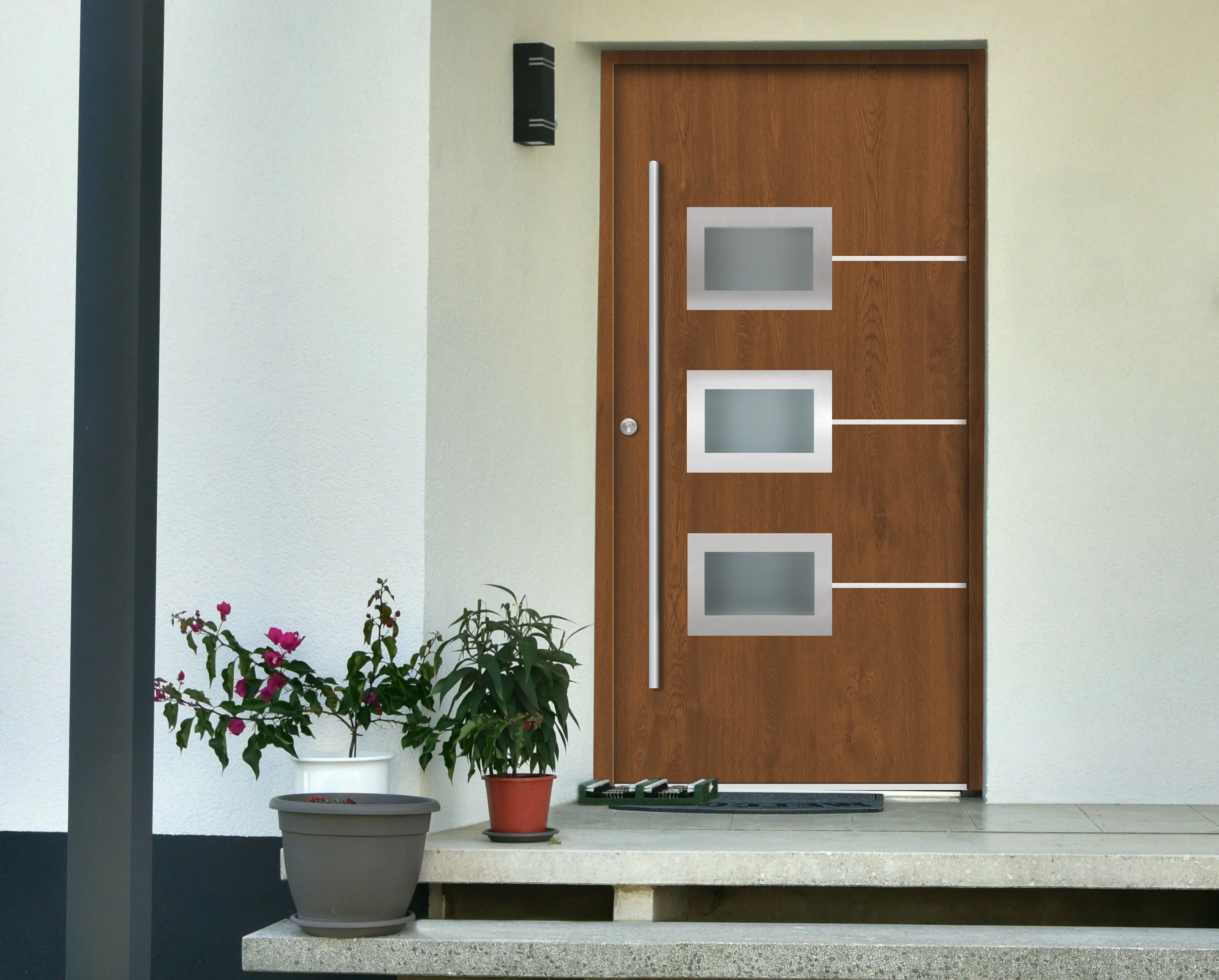 Splendoor Haustür Passivedoor Premium B03 Golden Oak DIN Links 100 x 210 cm