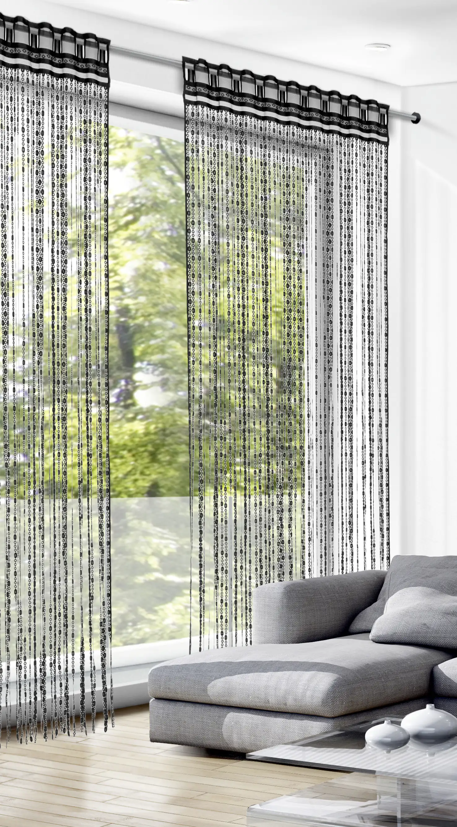 Neusser Collection Fadengardine Sarah Jaquard, anthrazit 95 x 245 cm