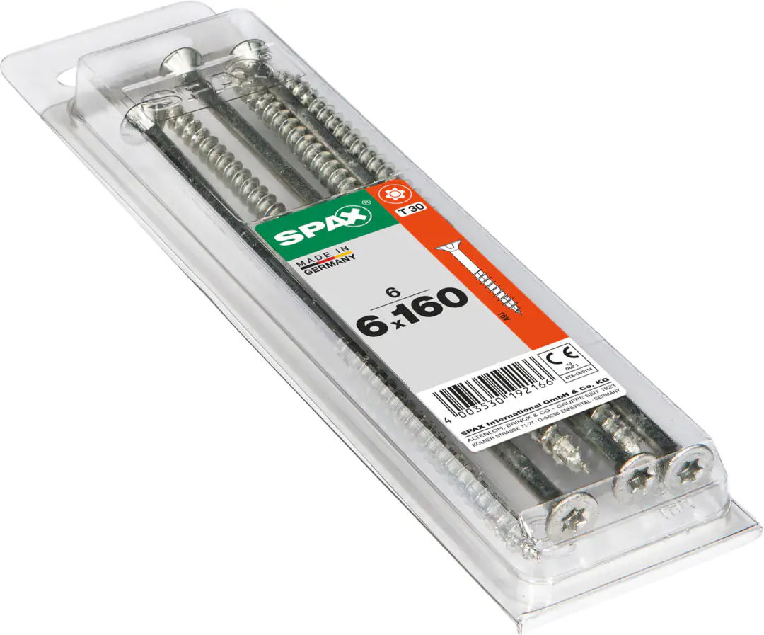 Spax Universalschrauben 6.0 x 160 mm TX 30 - 6 Stk. Spax Universalschrauben 6.0 x 160 mm TX 30 - 6 Stk.
