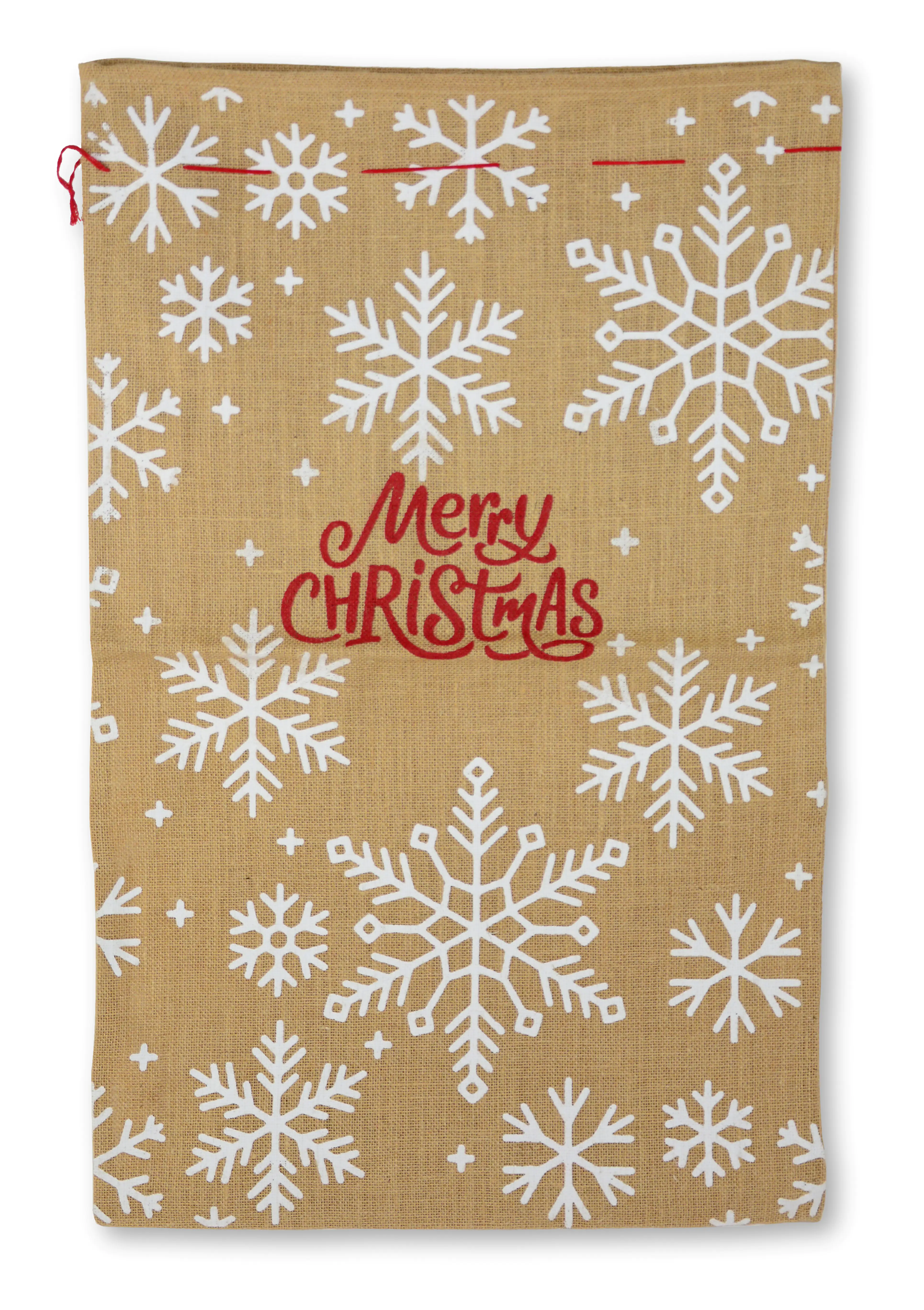 Riffelmacher Jutesack Merry Xmas mit Flocken 50 x 80 cm