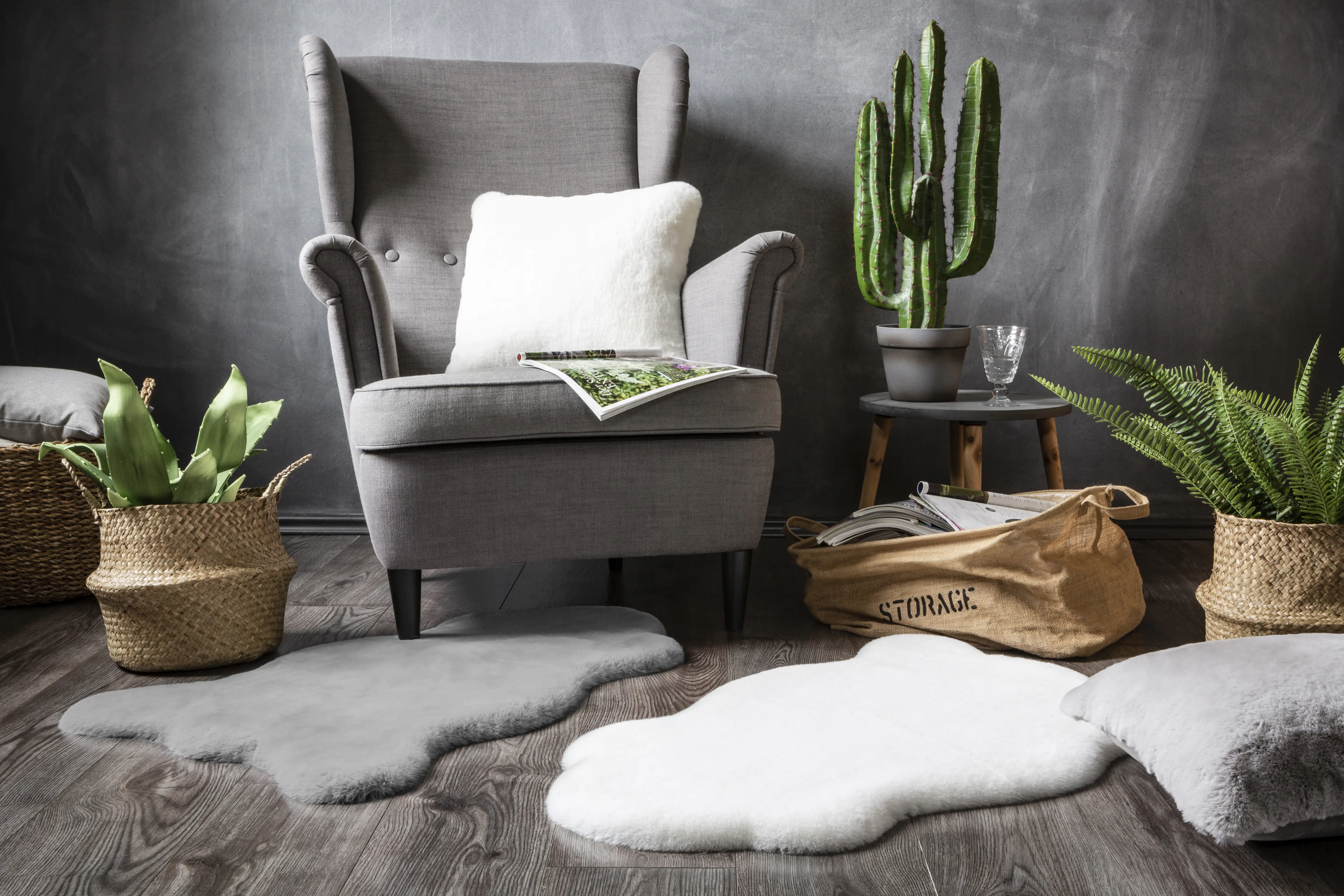 4002398885388_2 Andiamo Kunstfell Cingoli grau, 55 x 80 cm