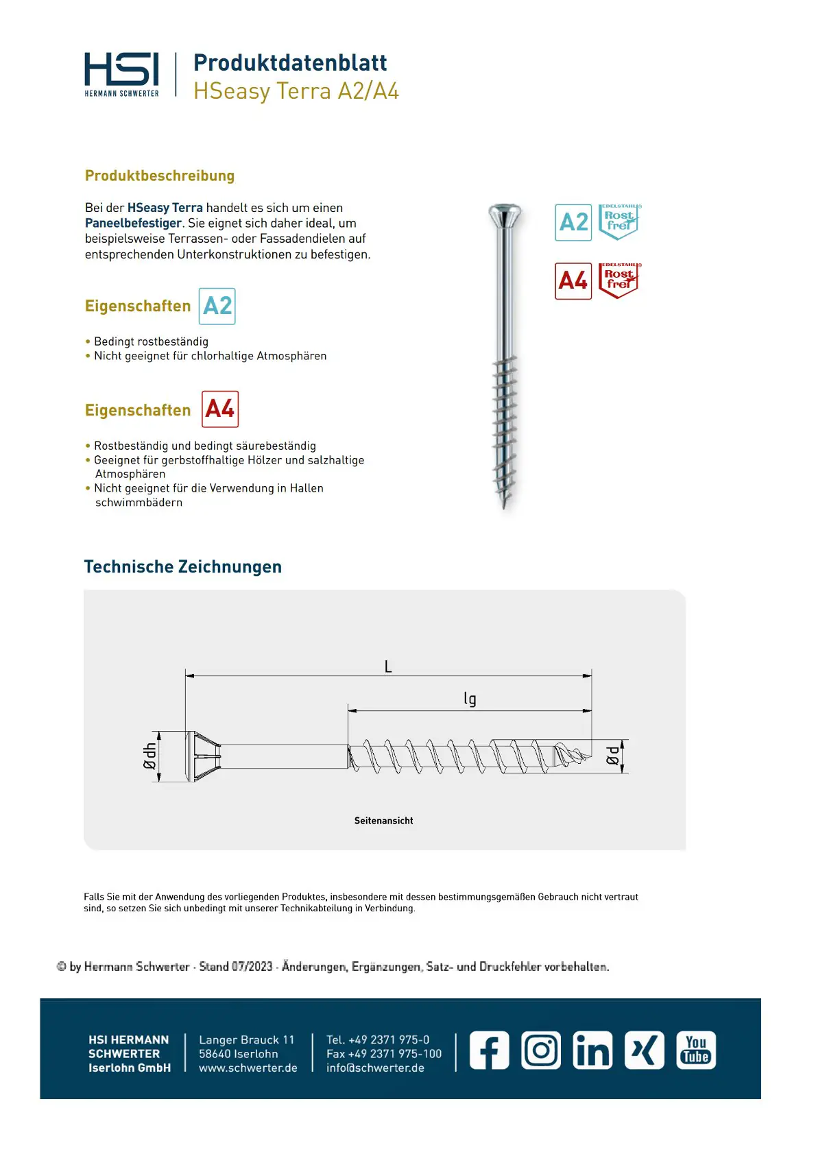 HSeasy Terra Terrassenschrauben TX 25 Ø 5,0 x 50 mm - 200 Stk. HSeasy Terra Terrassenschrauben TX 25 Ø 5,0 x 50 mm - 200 Stk.