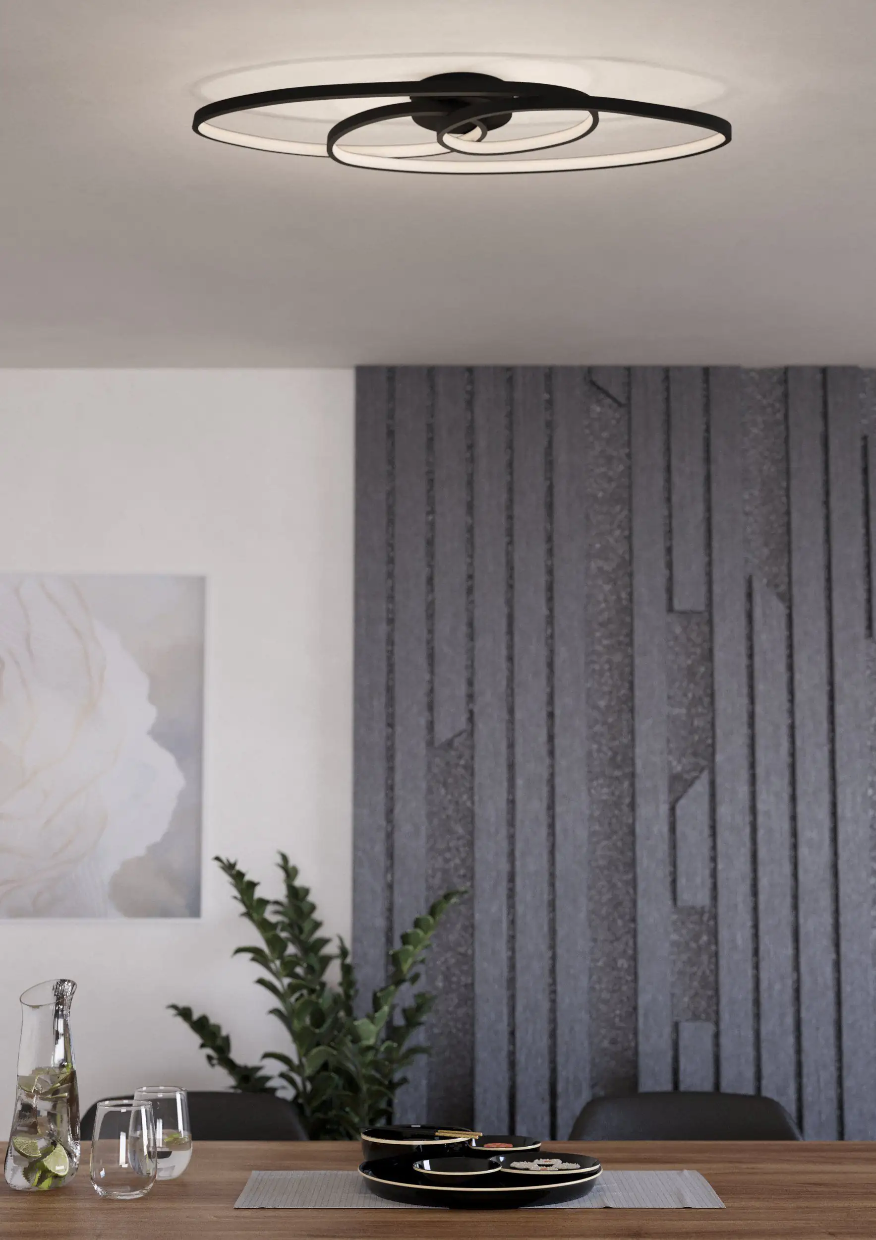 Eglo LED Deckenleuchte Gianella schwarz weiß 88 x 30 cm