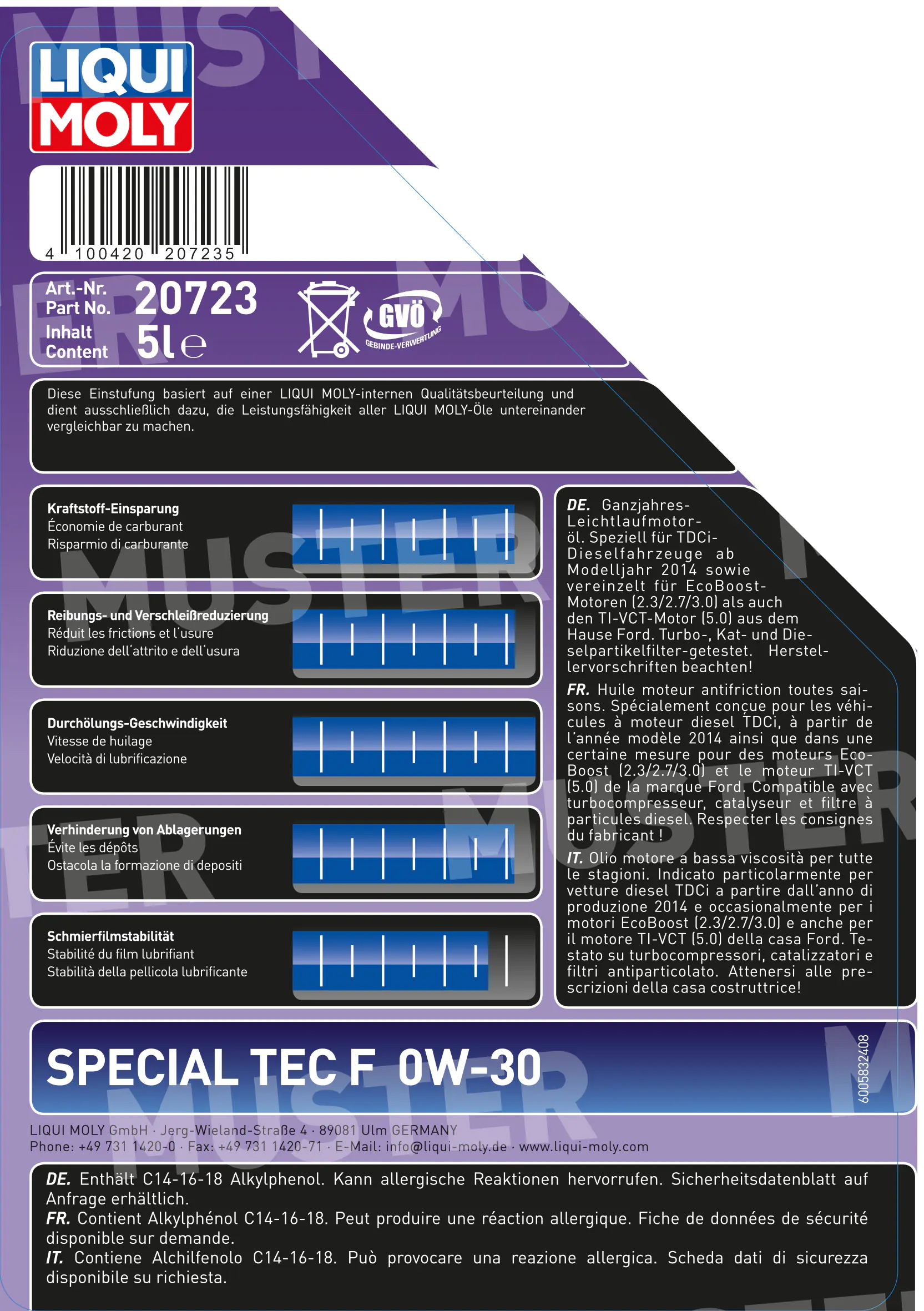 Liqui Moly Motoröl Special Tec F 0W-30 5L