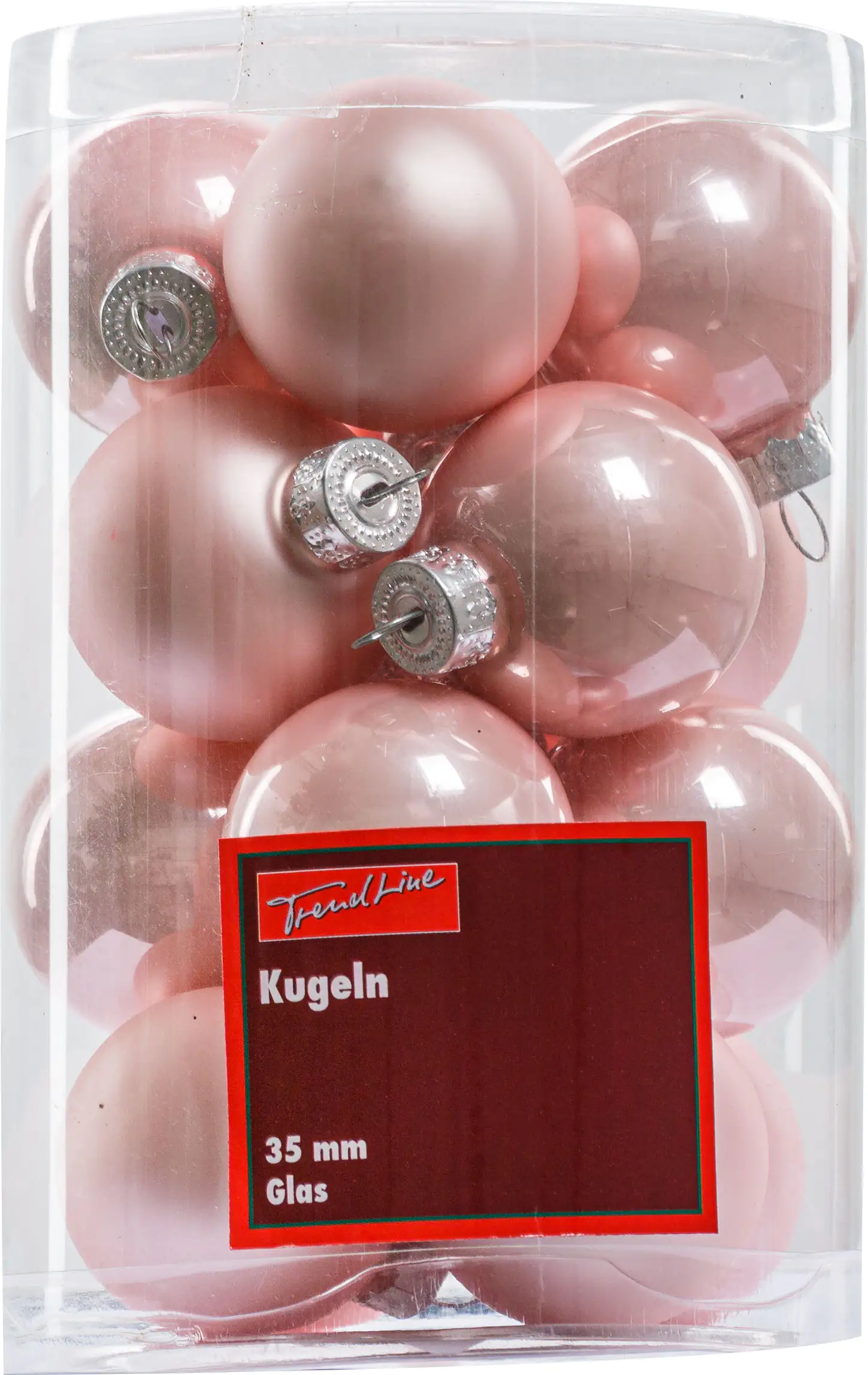 2076601546054_01 TrendLine Weihnachtskugeln aus Glas Ø 3,5 cm puderrosa 16 Stück
